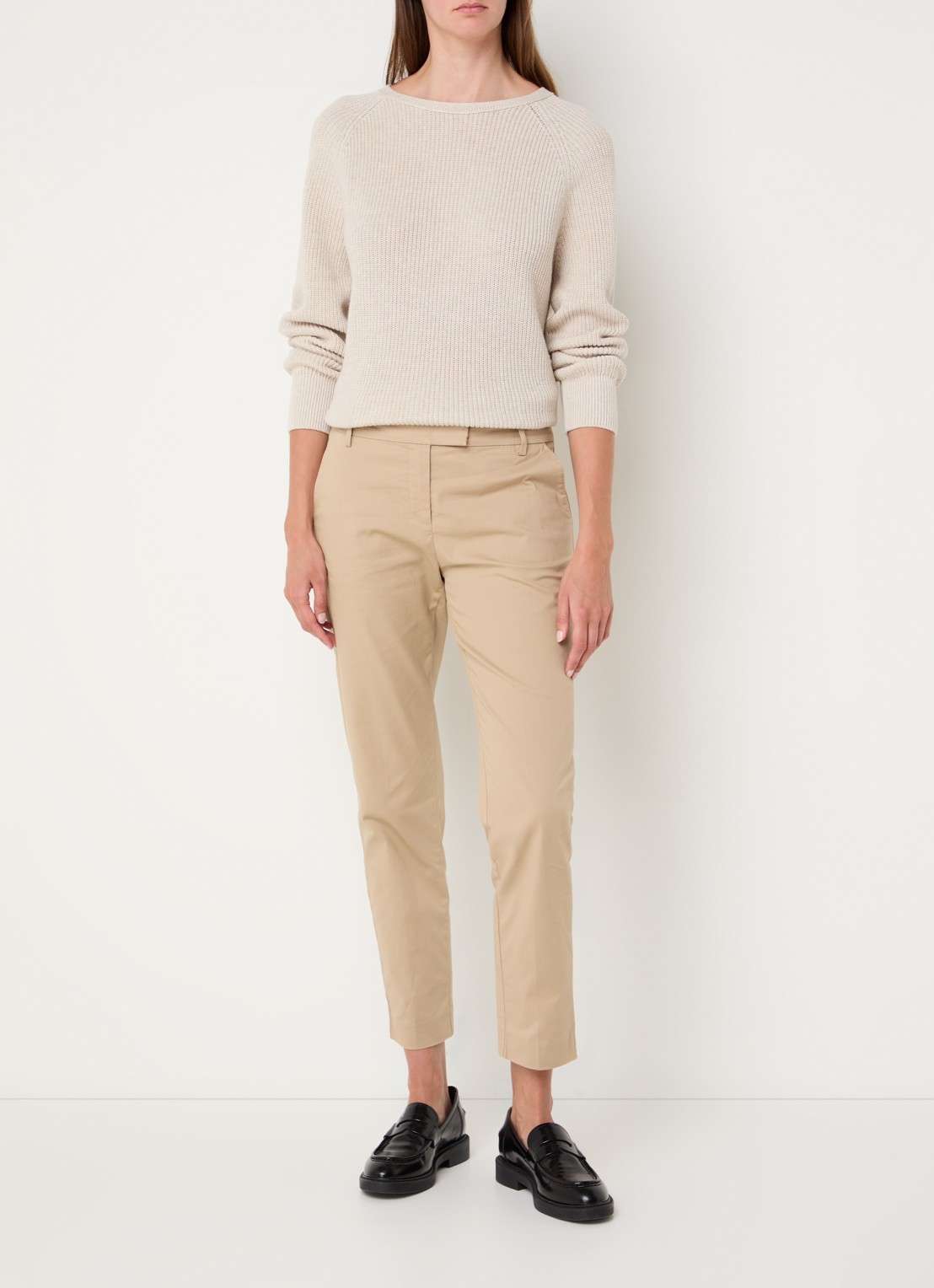 Marc O'Polo Fijngebreide pullover met stretch - voorkant 4 zand