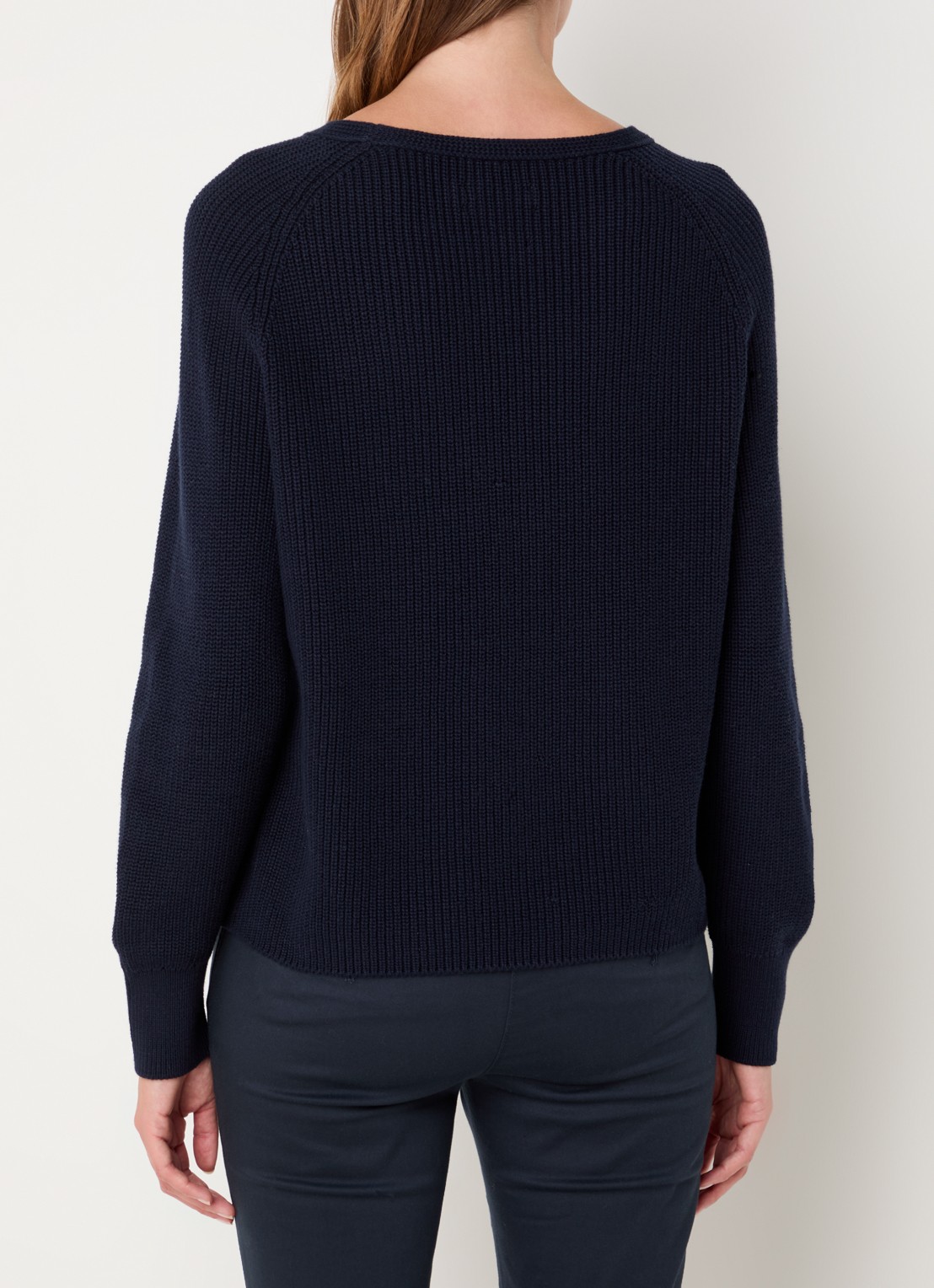 Marc O'Polo Fijngebreide pullover met stretch - achterkant 3 donkerblauw