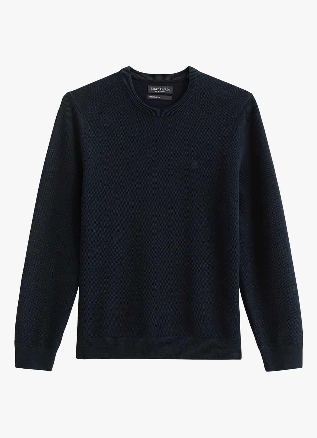 Marc O'Polo Fijngebreide pullover van katoen - voorkant 4 donkerblauw