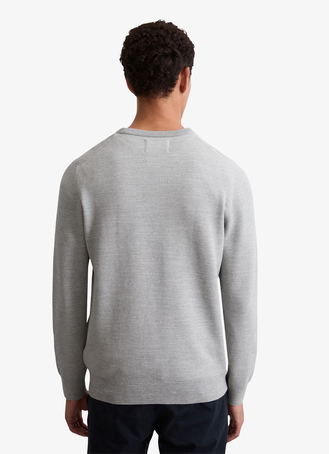 Marc O'Polo Fijngebreide pullover van katoen - achterkant lichtgrijs