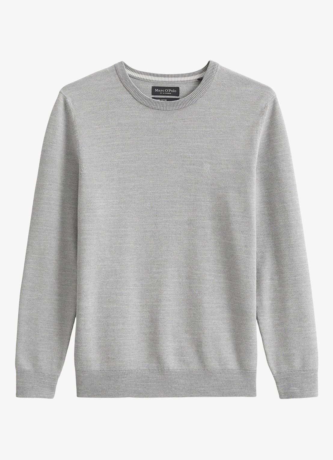 Marc O'Polo Fijngebreide pullover van katoen - voorkant 4 lichtgrijs