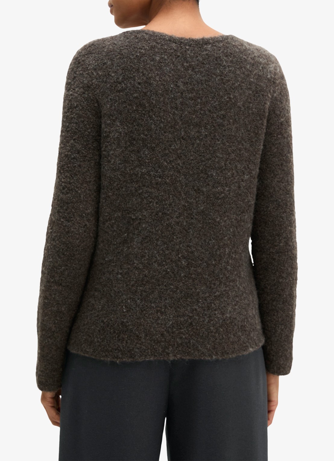 Marc O'Polo Fijngebreide trui in alpaca wolblend  - achterkant 3 donkerbruin