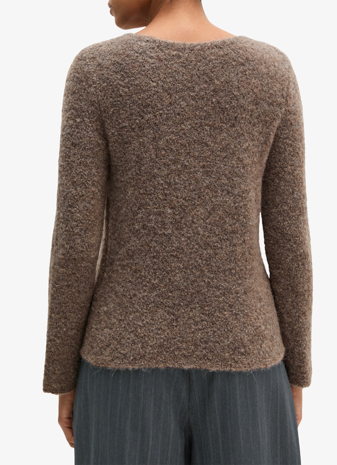 Marc O'Polo Fijngebreide trui in alpaca wolblend  - achterkant taupe