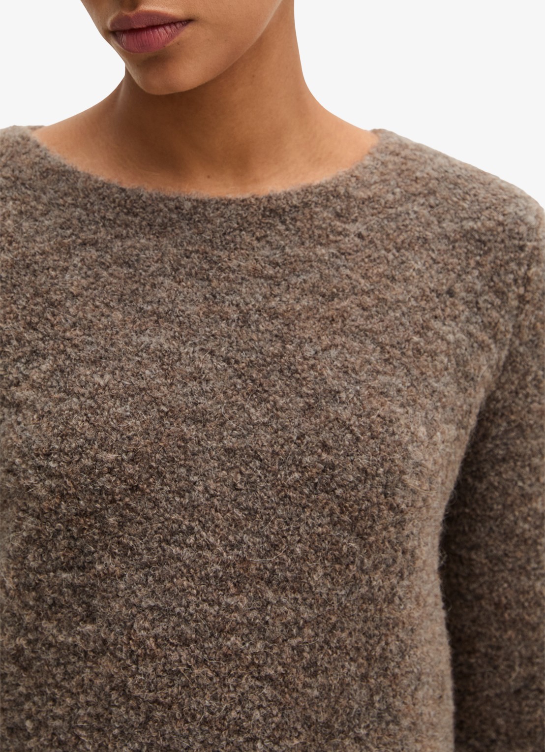Marc O'Polo Fijngebreide trui in alpaca wolblend  - detail 5 taupe