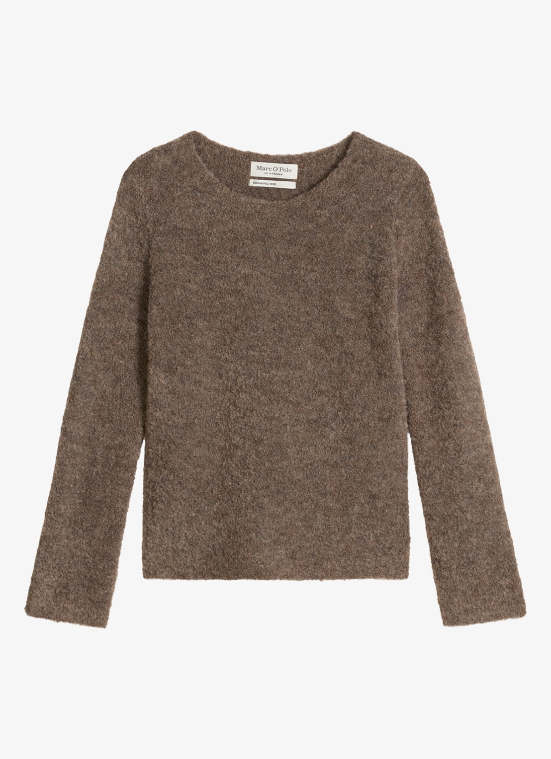 Marc O'Polo Fijngebreide trui in alpaca wolblend  - voorkant 2 taupe