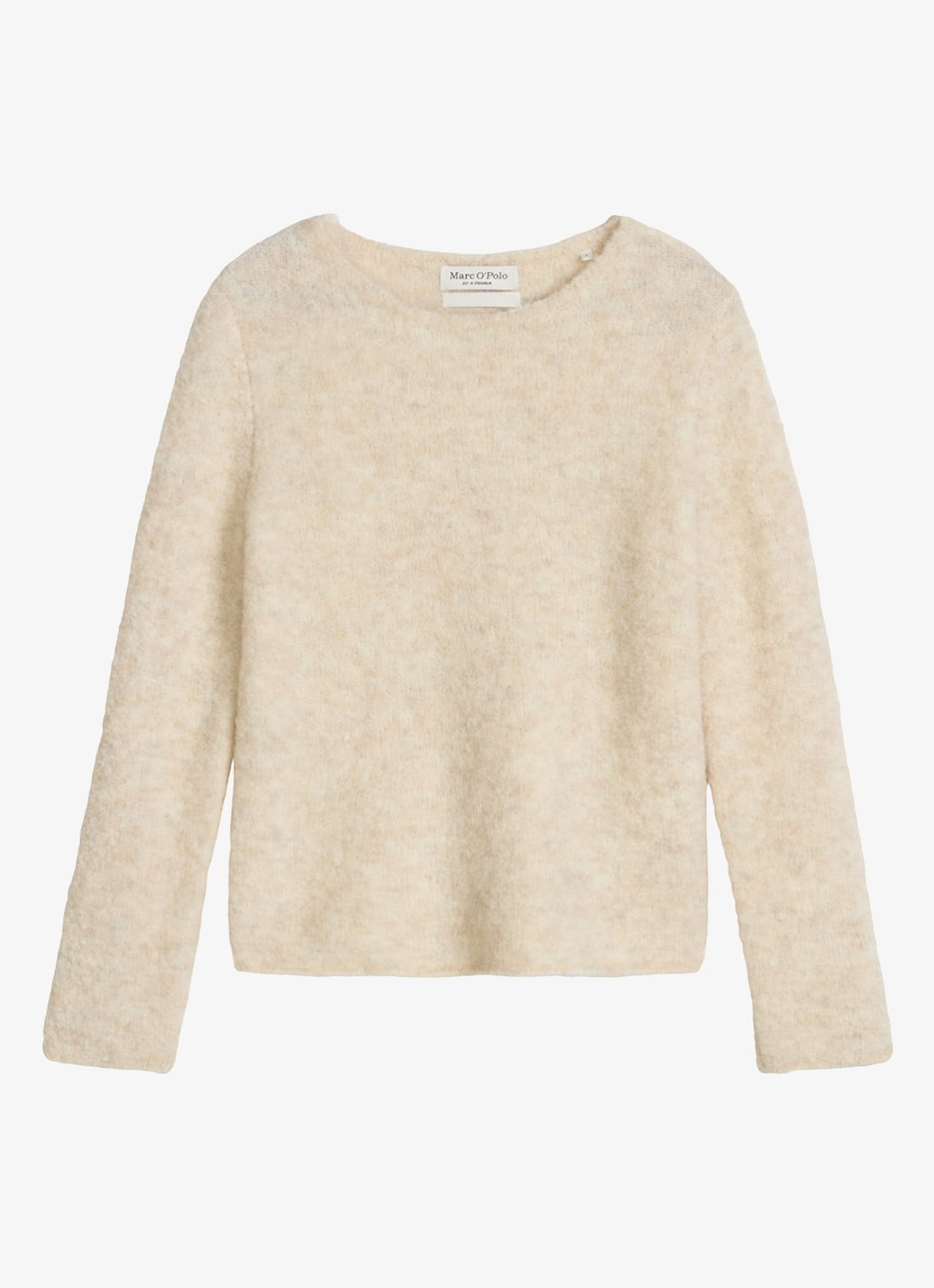 Marc O'Polo Fijngebreide trui in alpaca wolblend  - voorkant gebroken wit