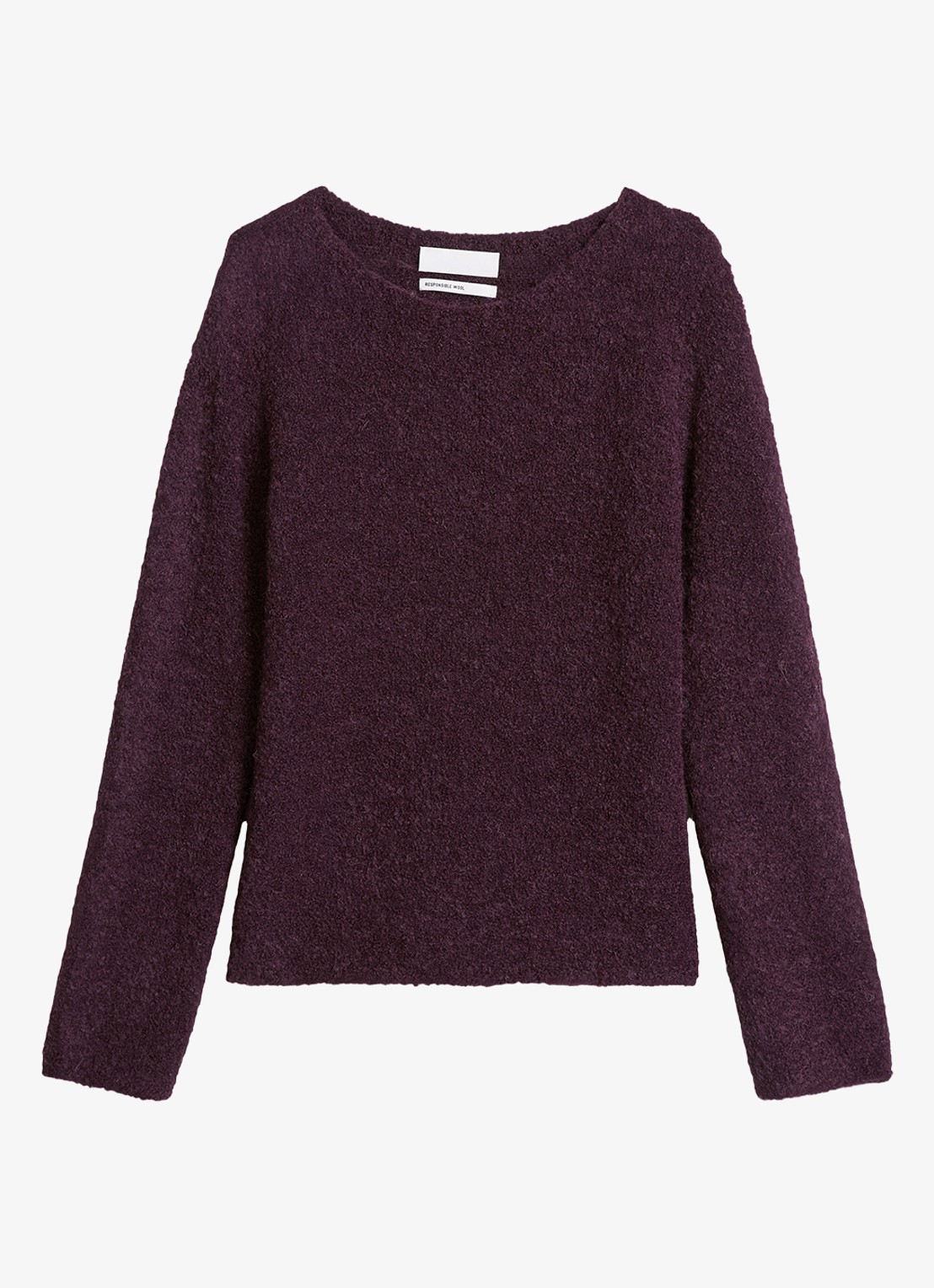 Marc O'Polo Fijngebreide trui in alpaca wolblend  - voorkant 2 paars