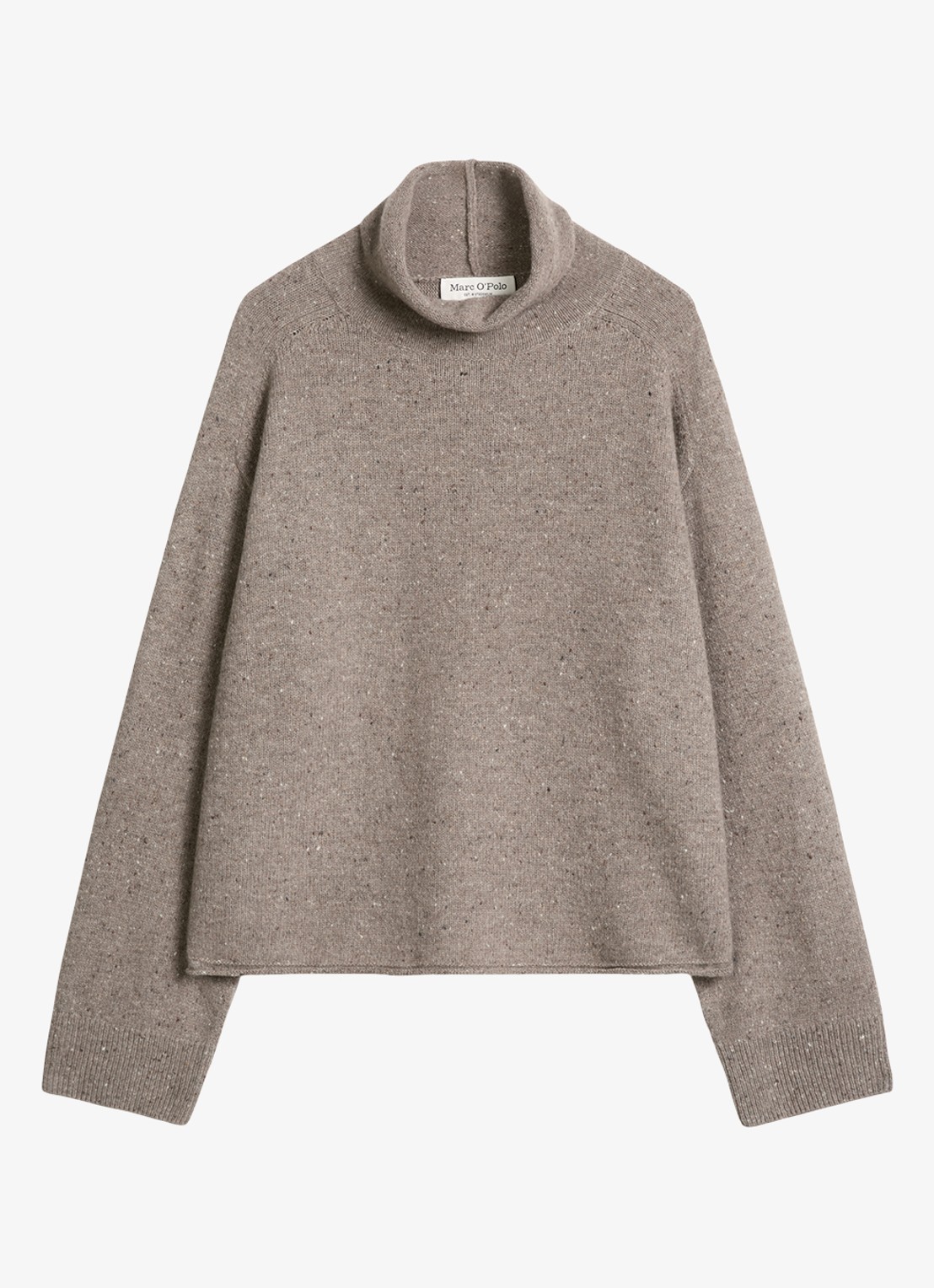 Marc O'Polo Fijngebreide trui in wolblend met col - voorkant beige