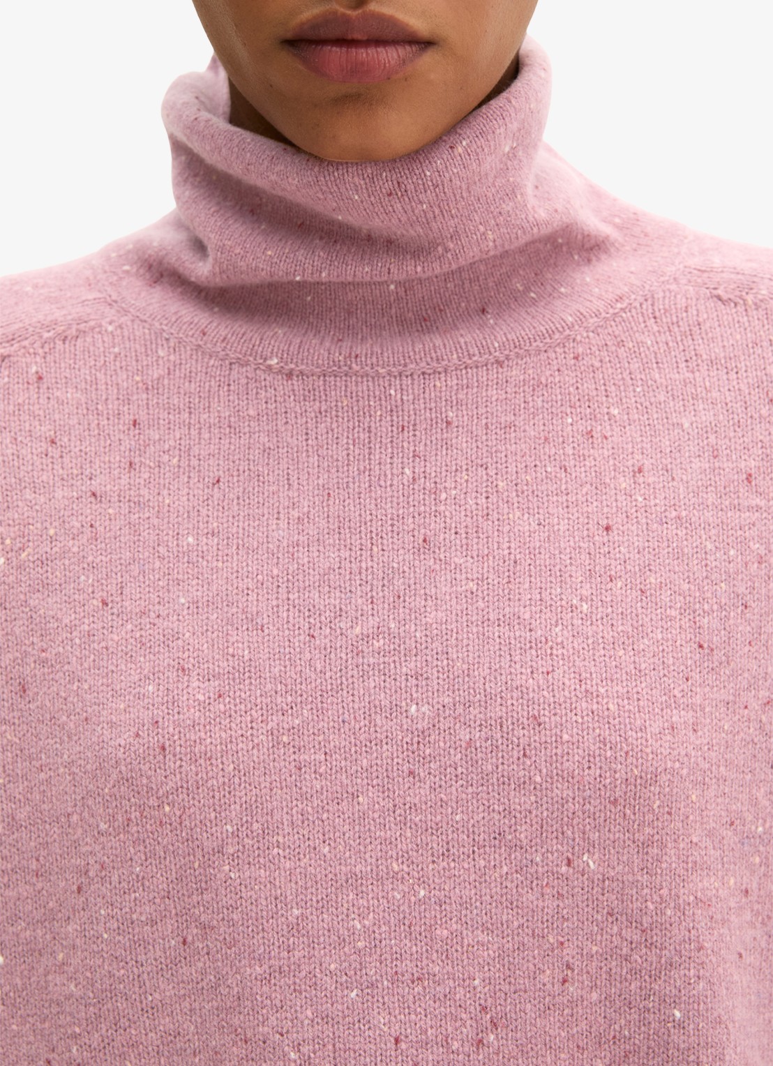 Marc O'Polo Fijngebreide trui in wolblend met col - detail 2 roze