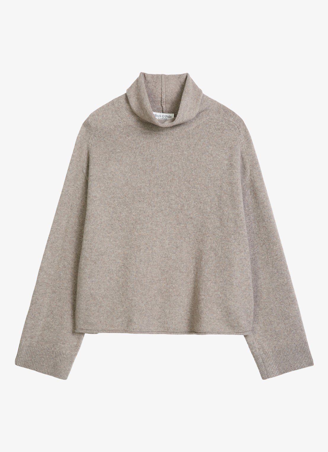 Marc O'Polo Fijngebreide trui in wolblend met gemêleerd dessin - voorkant 4 taupe