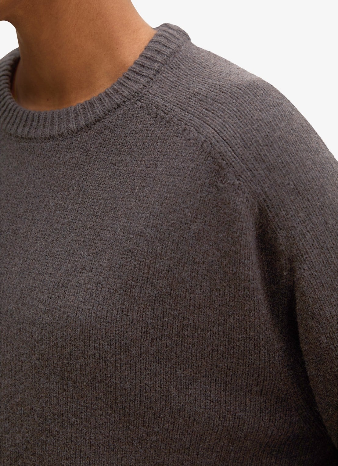 Marc O'Polo Fijngebreide trui in wolblend - detail 4 bruin