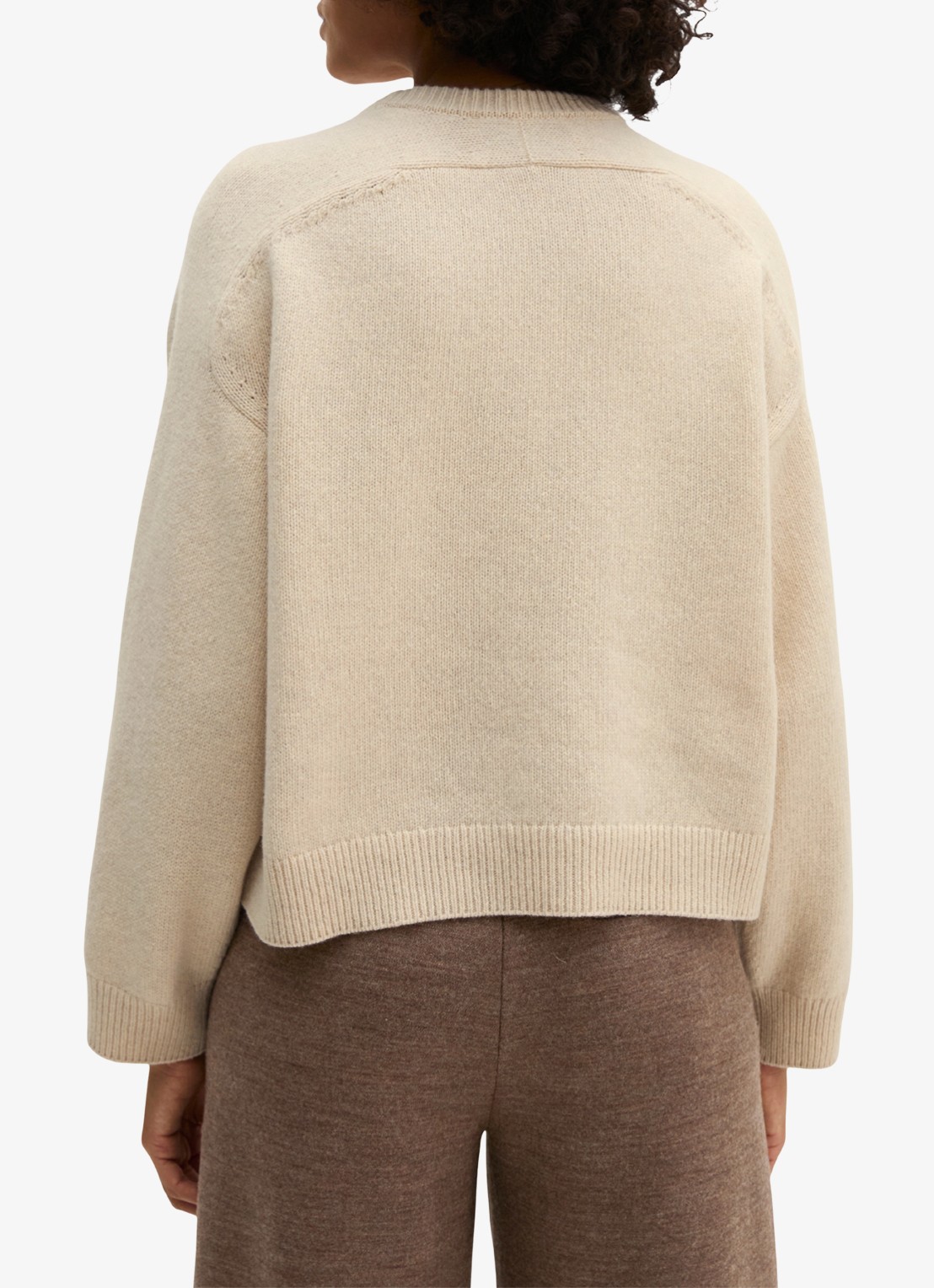 Marc O'Polo Fijngebreide trui in wolblend - achterkant beige