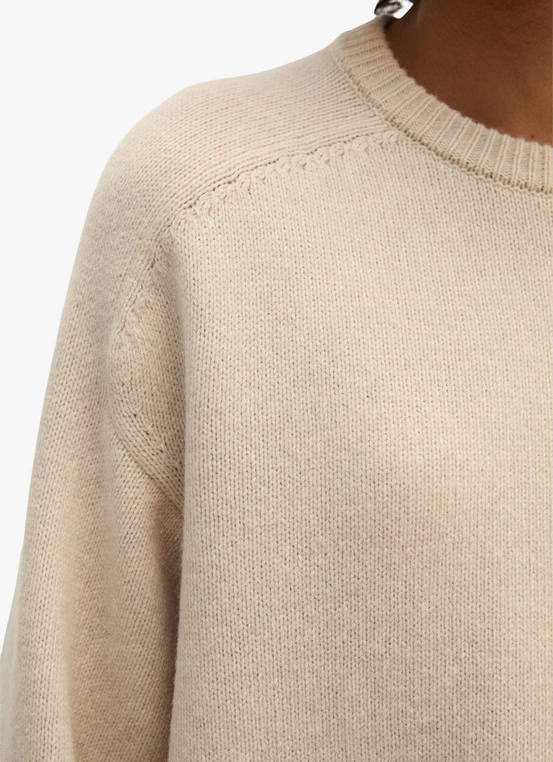 Marc O'Polo Fijngebreide trui in wolblend - detail 3 beige