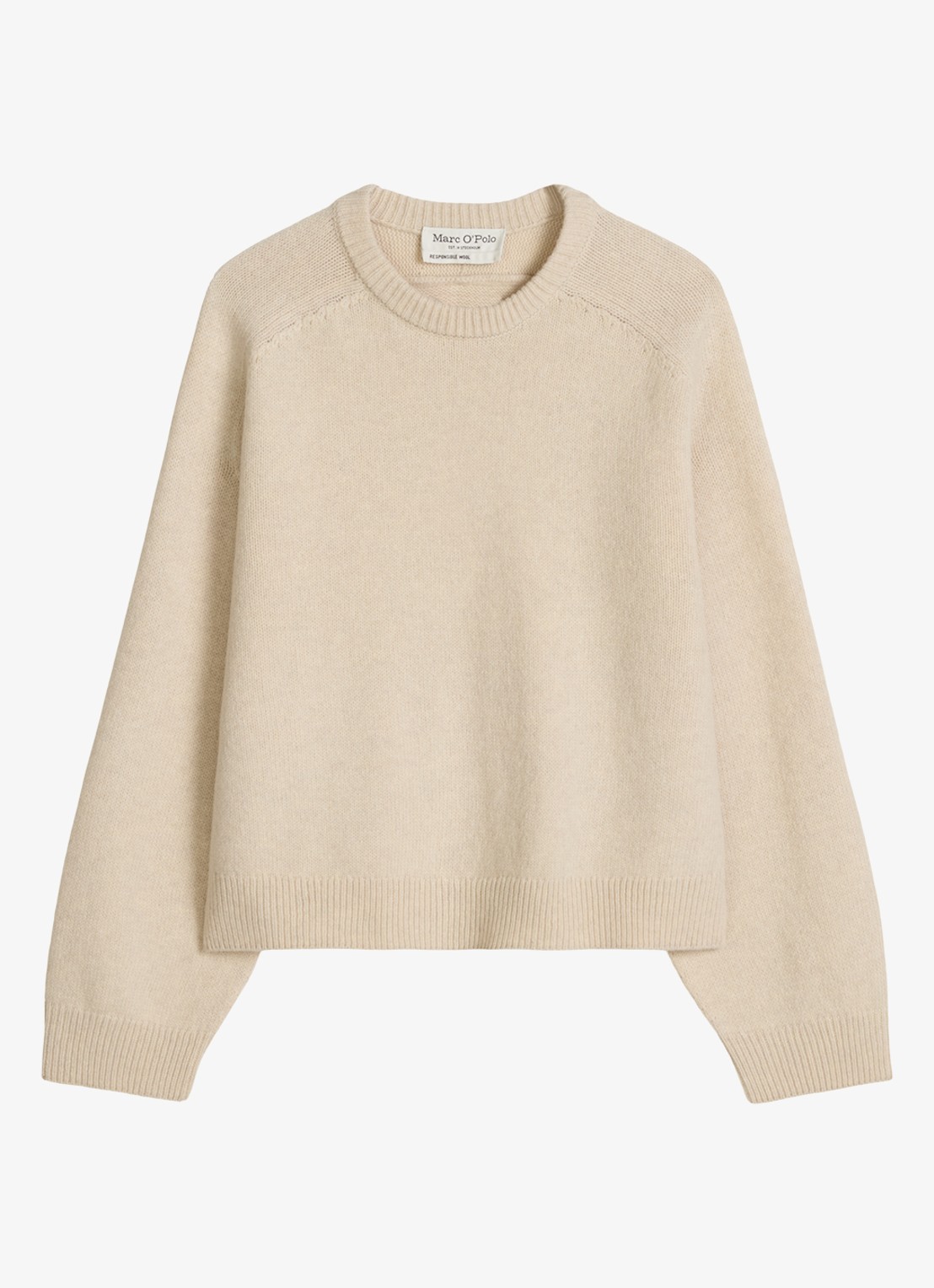 Marc O'Polo Fijngebreide trui in wolblend - voorkant 4 beige