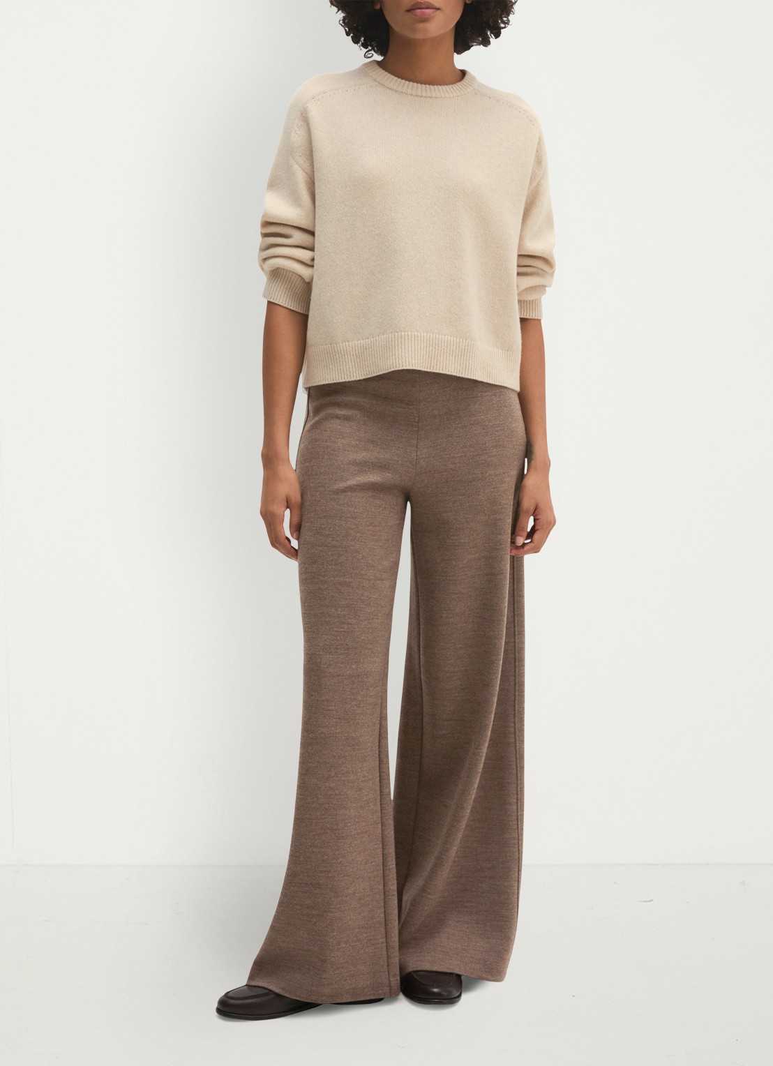 Marc O'Polo Fijngebreide trui in wolblend - voorkant 5 beige