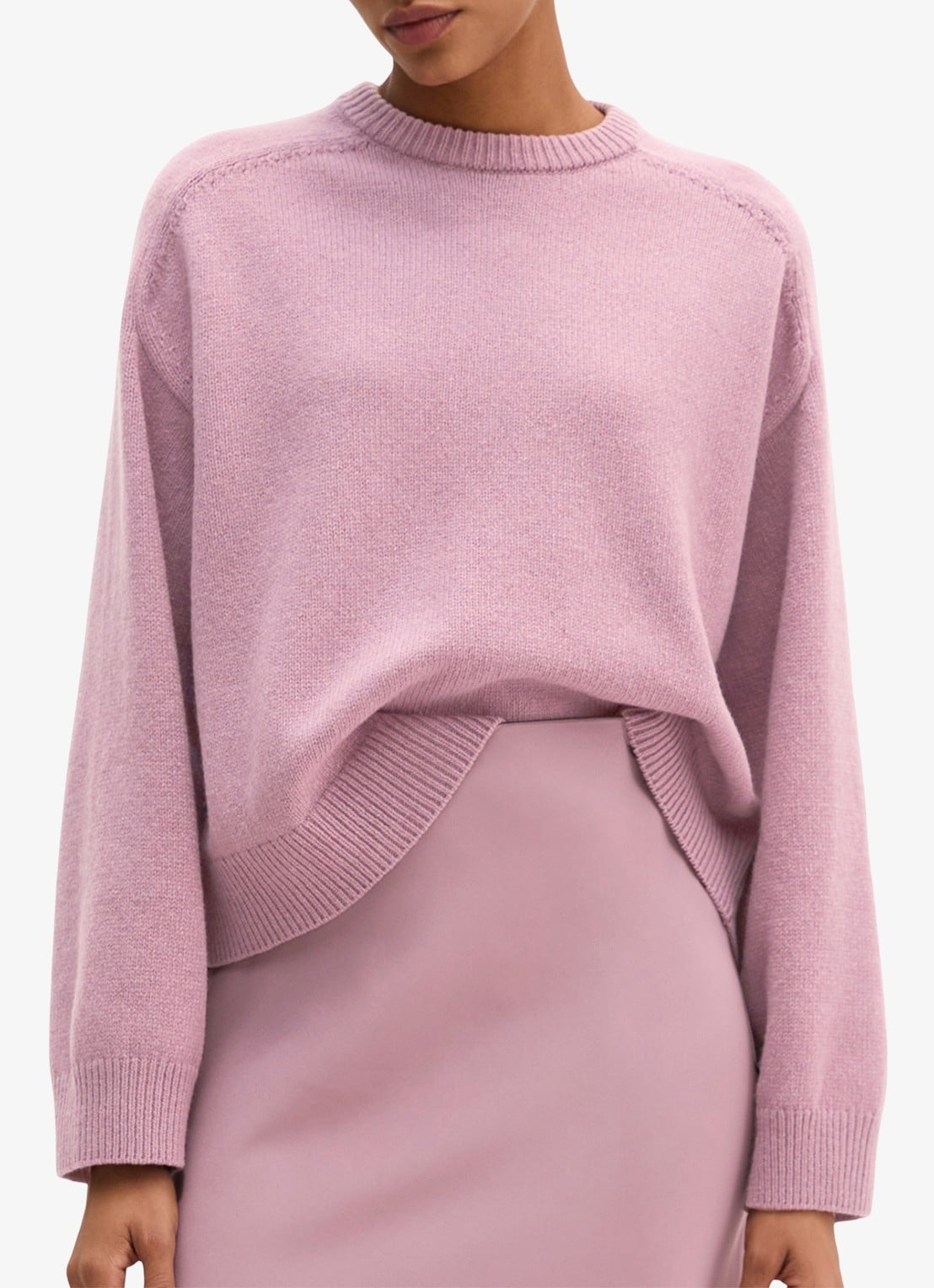 Marc O'Polo Fijngebreide trui in wolblend - detail roze
