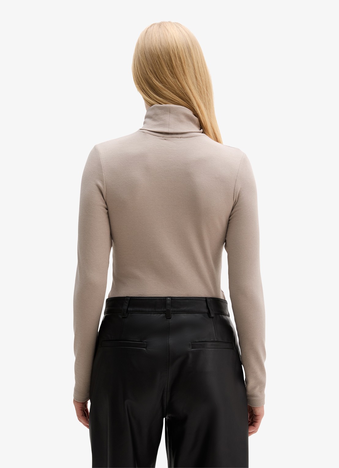 Marc O'Polo Fijngebreide trui met col  - achterkant 5 beige