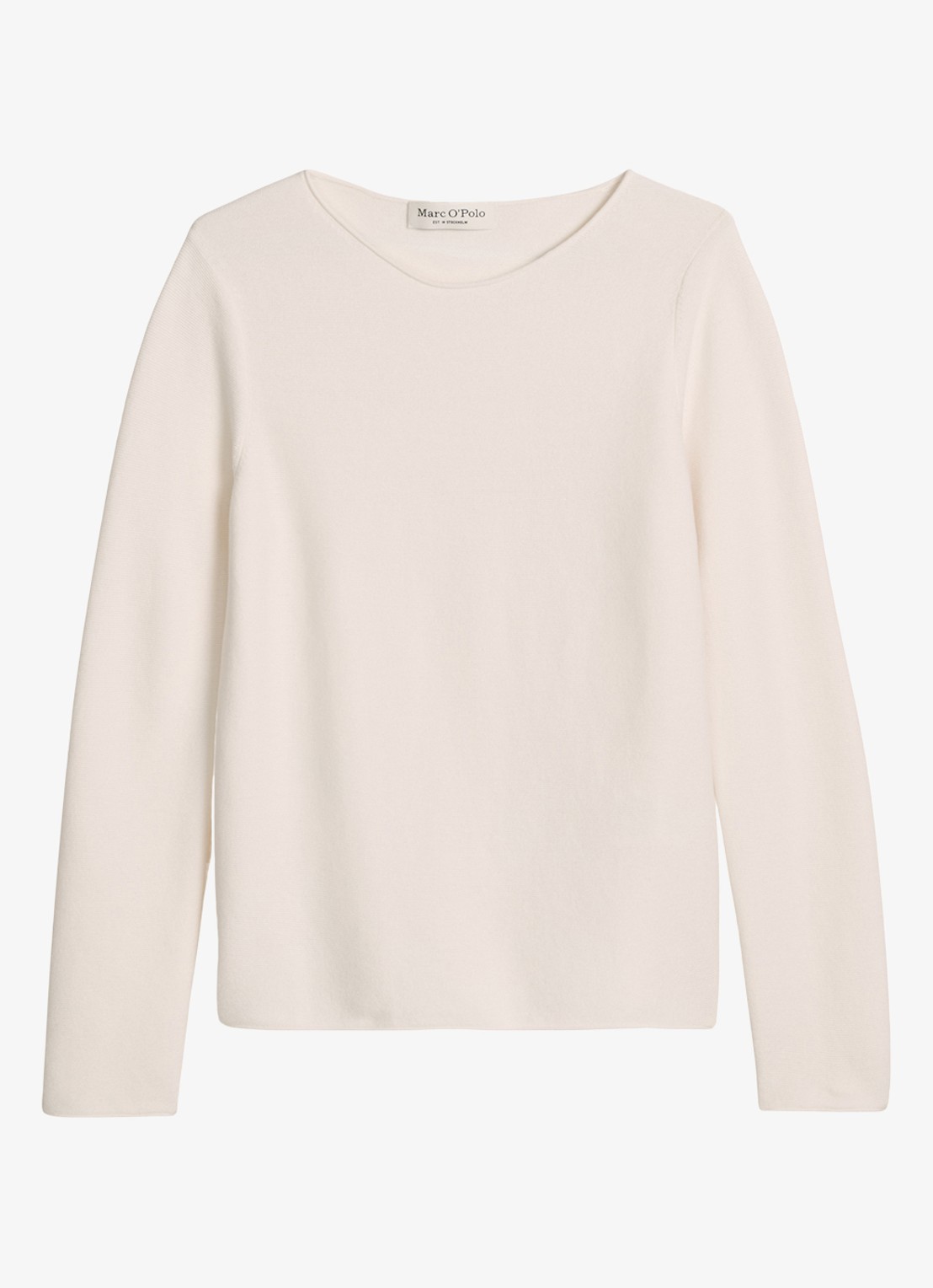 Marc O'Polo Fijngebreide trui met ronde hals - voorkant 4 beige