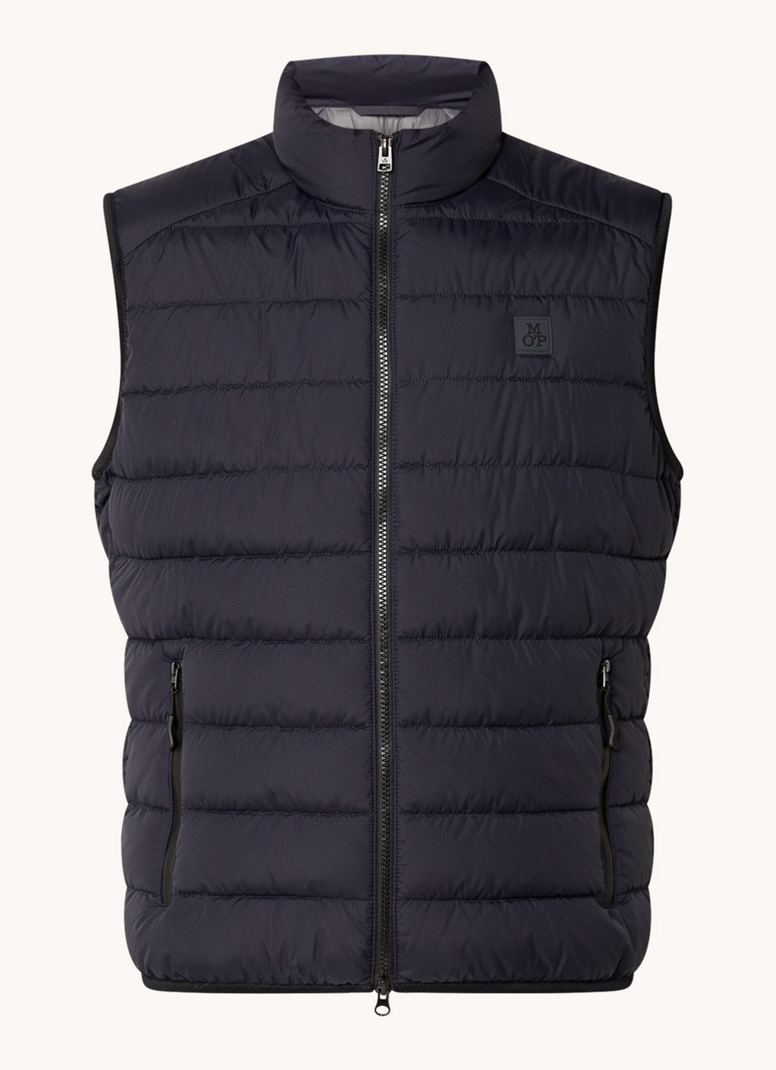 Marc O'Polo Gewatteerde bodywarmer met logo - voorkant 2 blauw