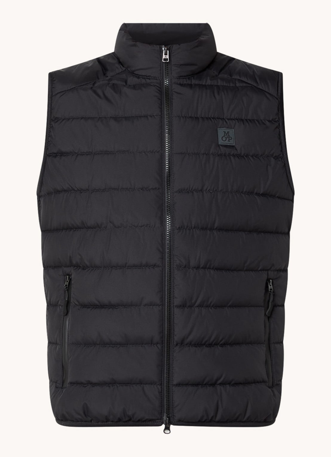 Marc O'Polo Gewatteerde bodywarmer met logo - voorkant zwart