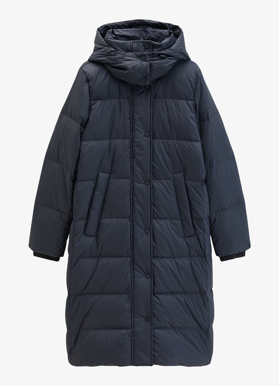 Marc O'Polo Gewatteerde jas met capuchon en steekzakken - voorkant martime blue / blauw