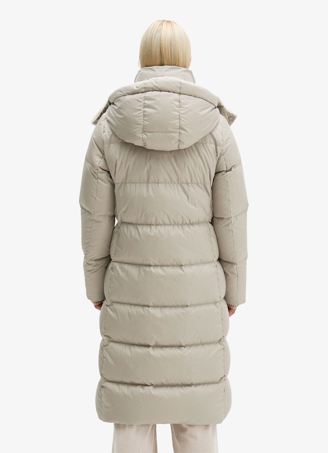Marc O'Polo Gewatteerde jas met capuchon en steekzakken - achterkant 3 earthy taupe / taupe
