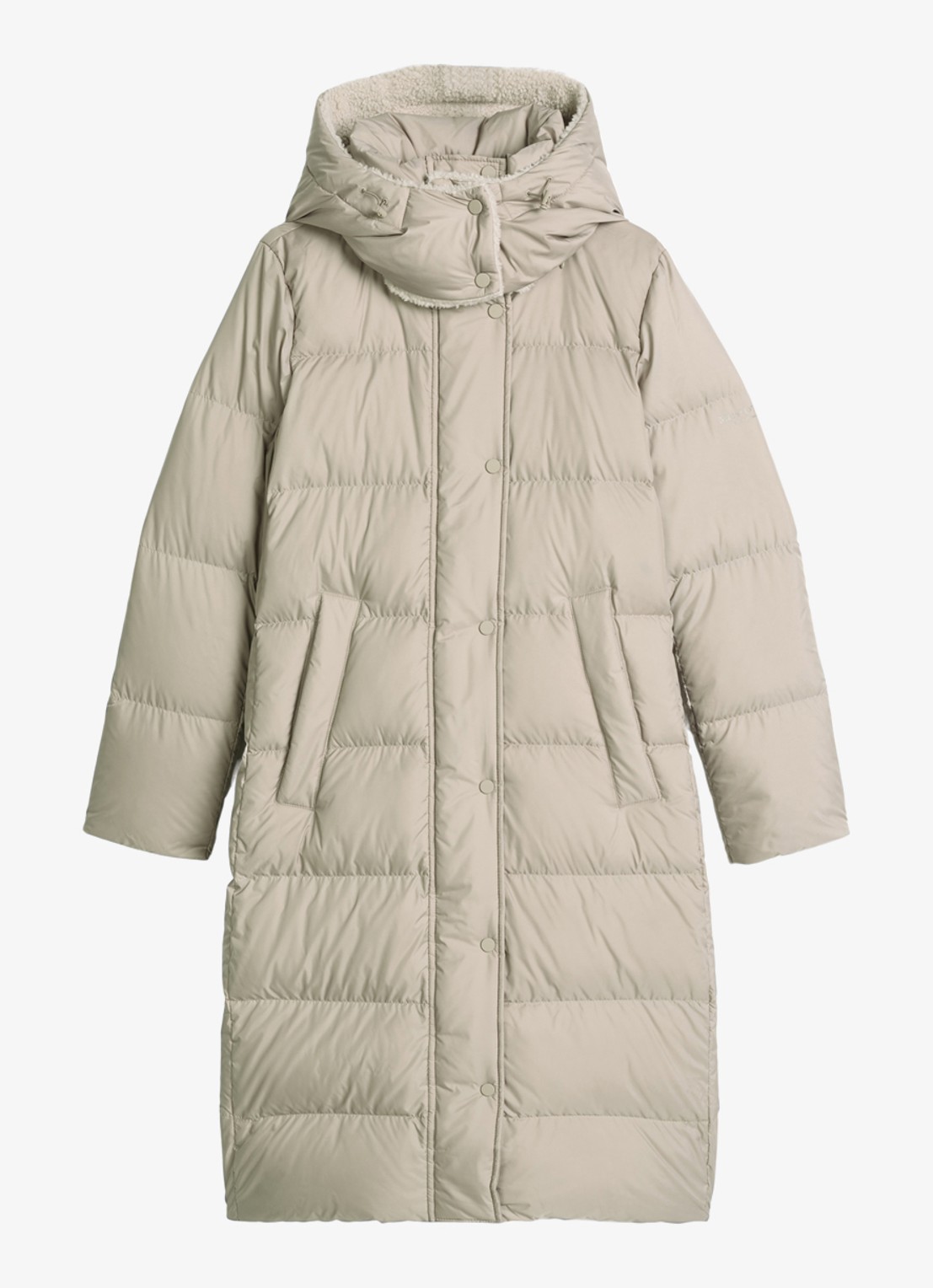 Marc O'Polo Gewatteerde jas met capuchon en steekzakken - voorkant earthy taupe / taupe