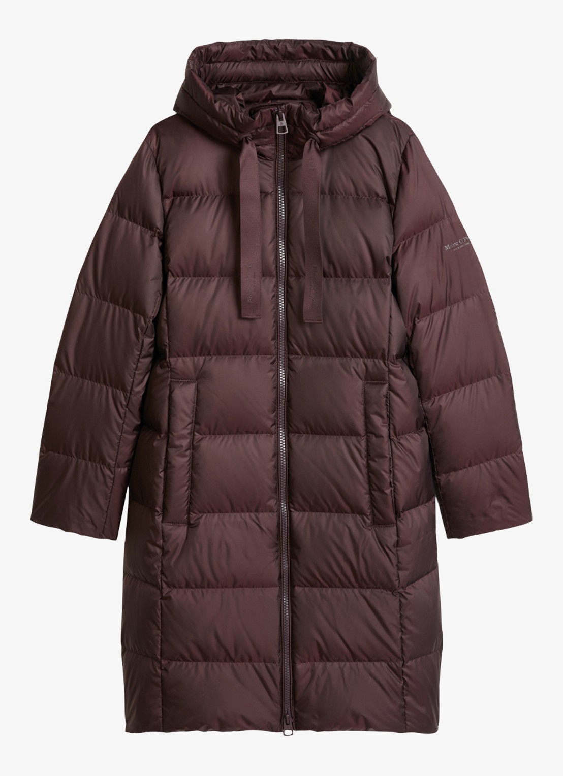 Marc O'Polo Gewatteerde jas met capuchon - voorkant black cherry / bruin