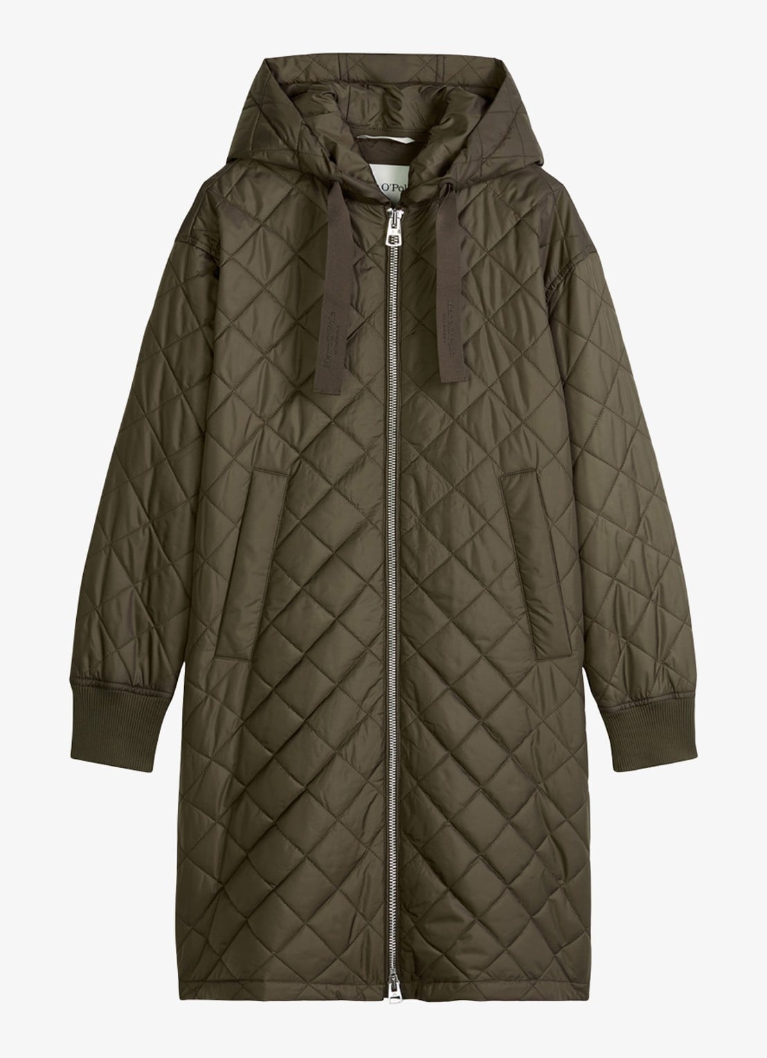 Marc O'Polo Gewatteerde jas met quilt patroon en steekzakken - voorkant mossy earth-1366 / groen