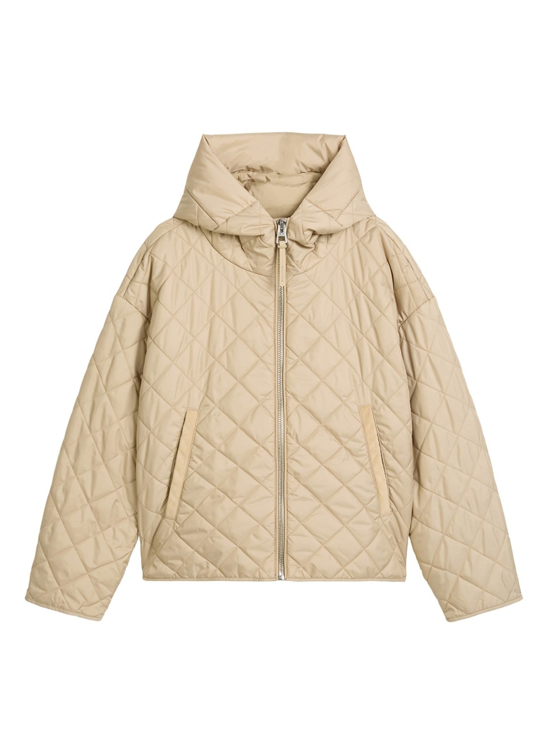 Marc O'Polo Gewatteerde jas met ruitdessin - voorkant 2 beige