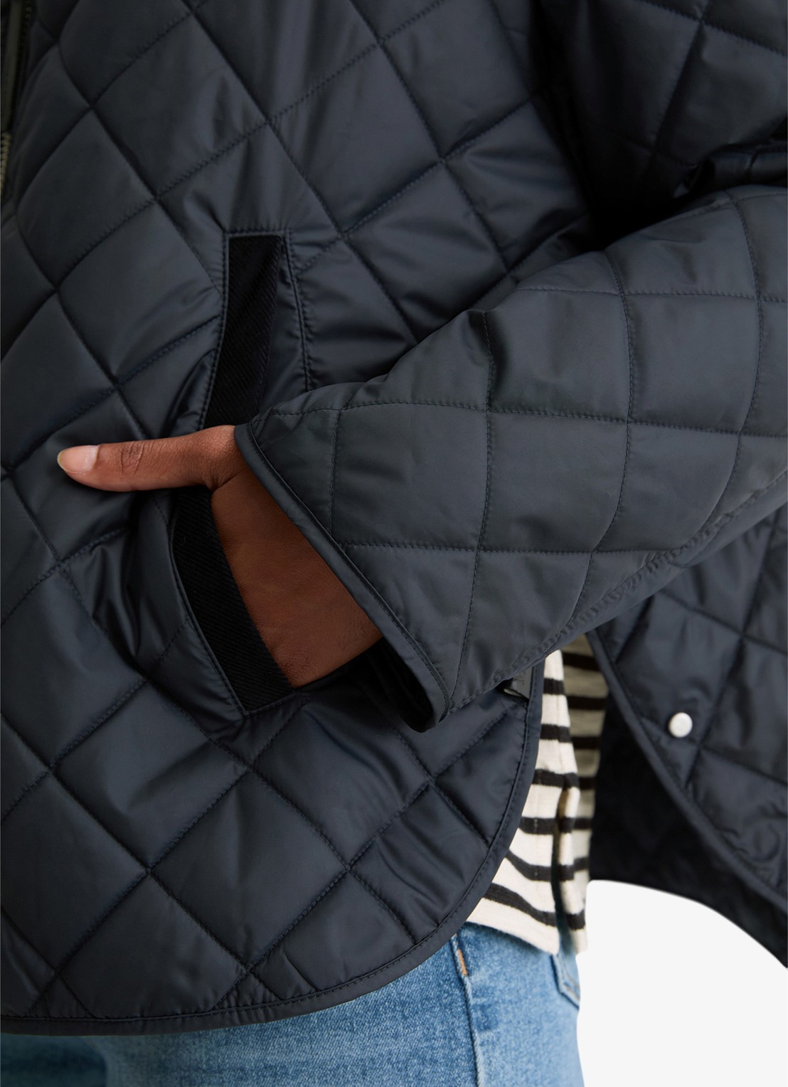 Marc O'Polo Gewatteerde jas met ruitdessin - detail 5 donkerblauw