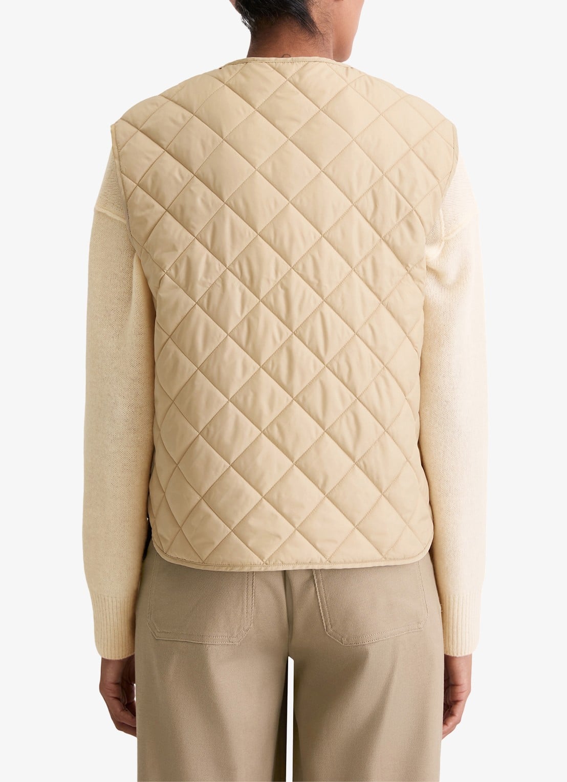 Marc O'Polo Gilet met ruitdessin - achterkant beige
