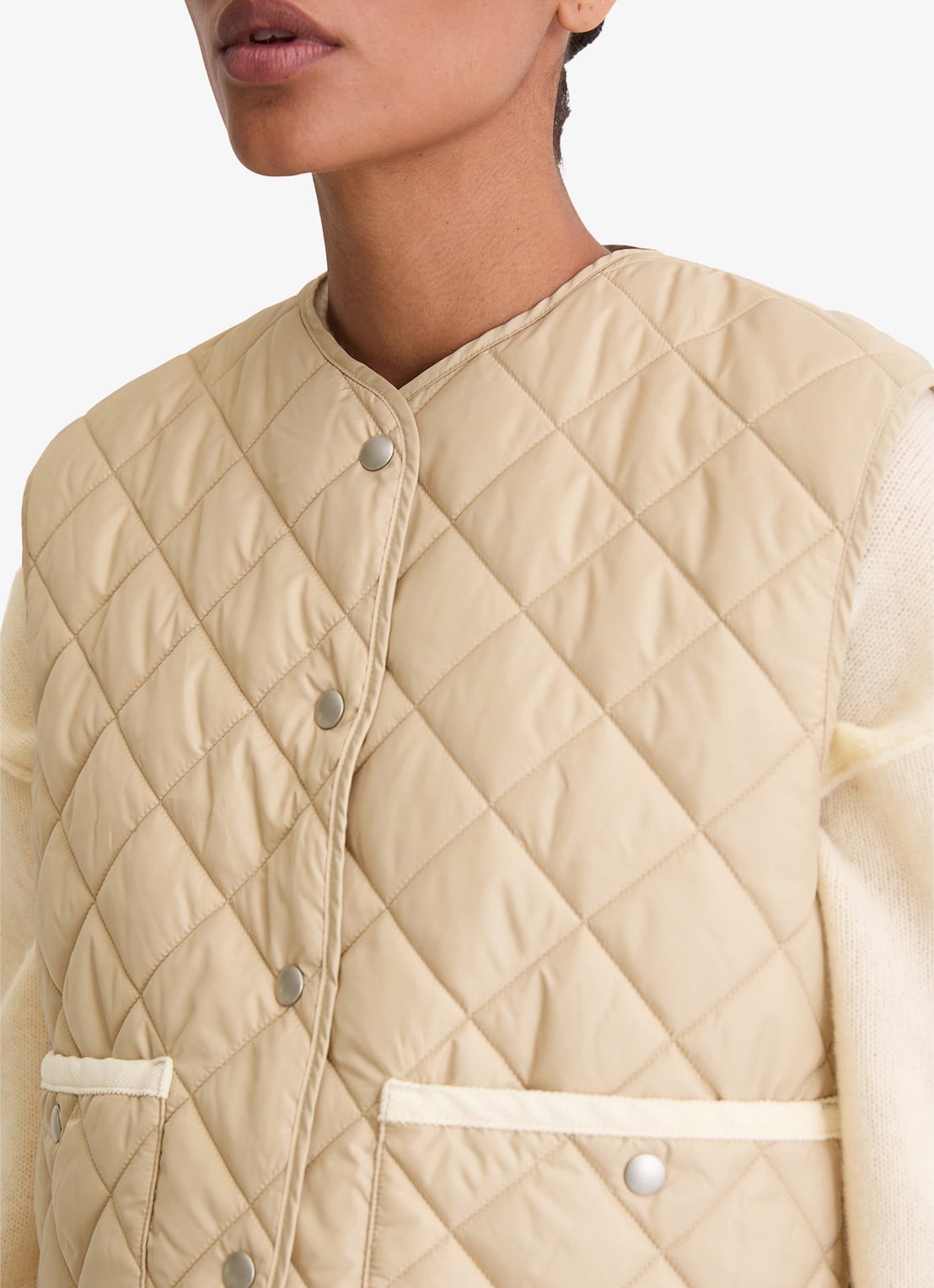 Marc O'Polo Gilet met ruitdessin - detail 5 beige