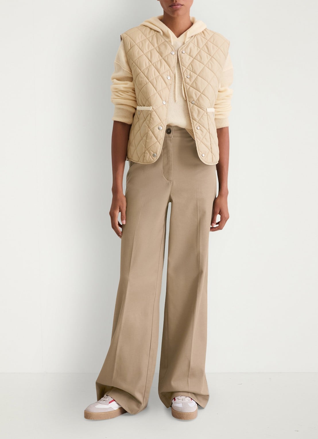Marc O'Polo Gilet met ruitdessin - voorkant 3 beige