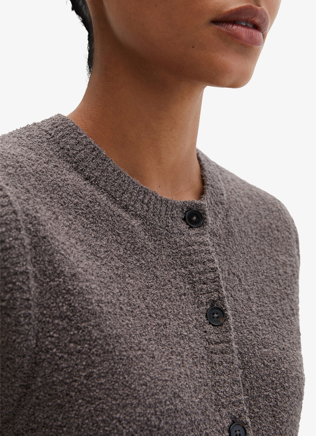 Marc O'Polo Gilet met structuur en ronde hals - detail 5 lichtbruin
