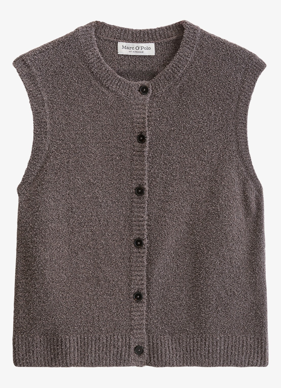 Marc O'Polo Gilet met structuur en ronde hals - voorkant lichtbruin