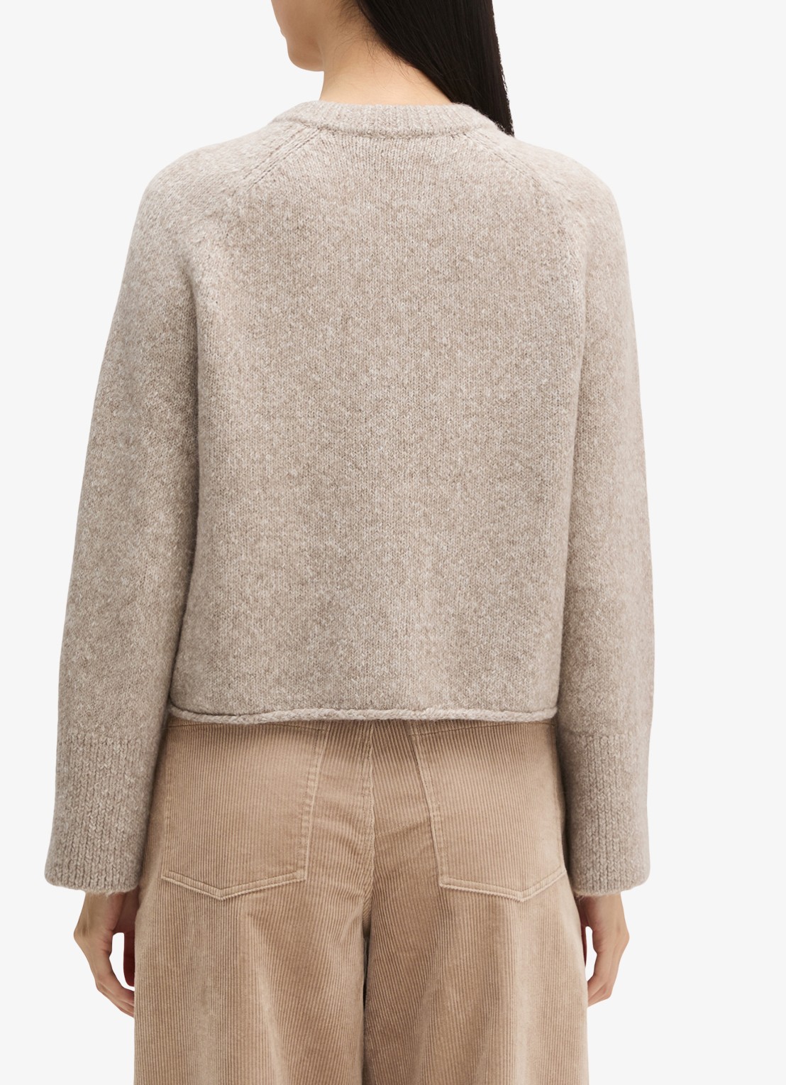 Marc O'Polo Grofgebreid vest in alpaca wolblend - achterkant 5 light brown multi / lichtbruin