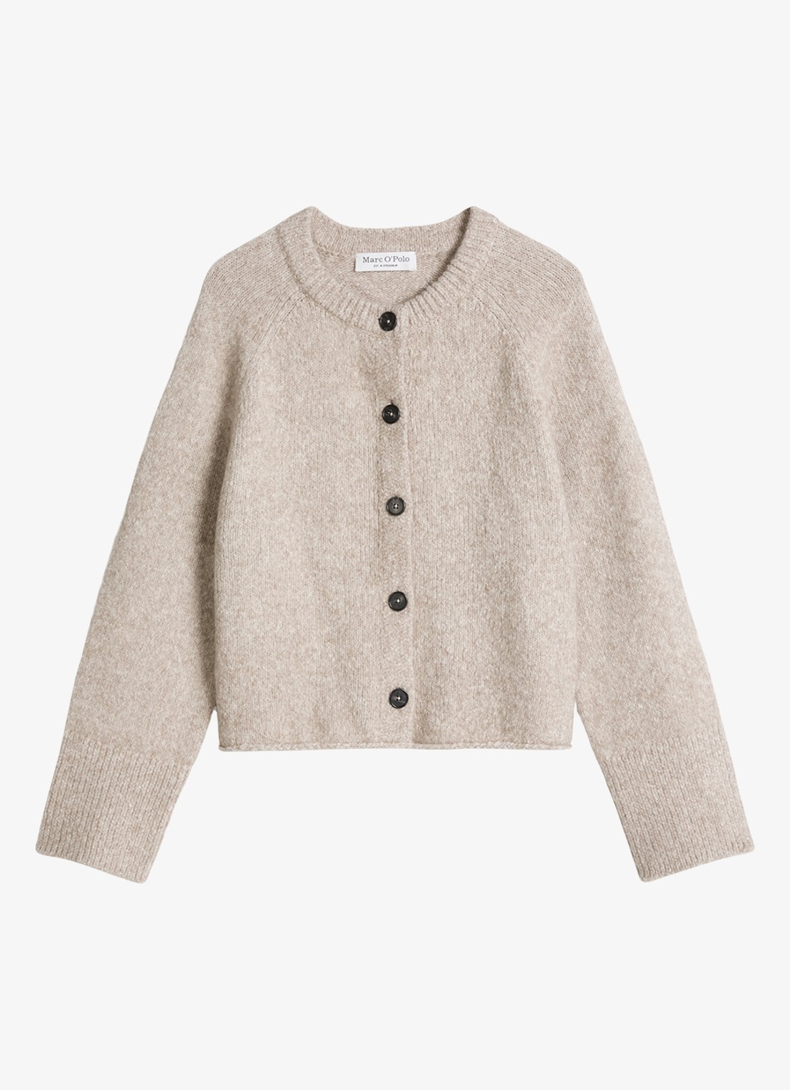 Marc O'Polo Grofgebreid vest in alpaca wolblend - voorkant 3 light brown multi / lichtbruin