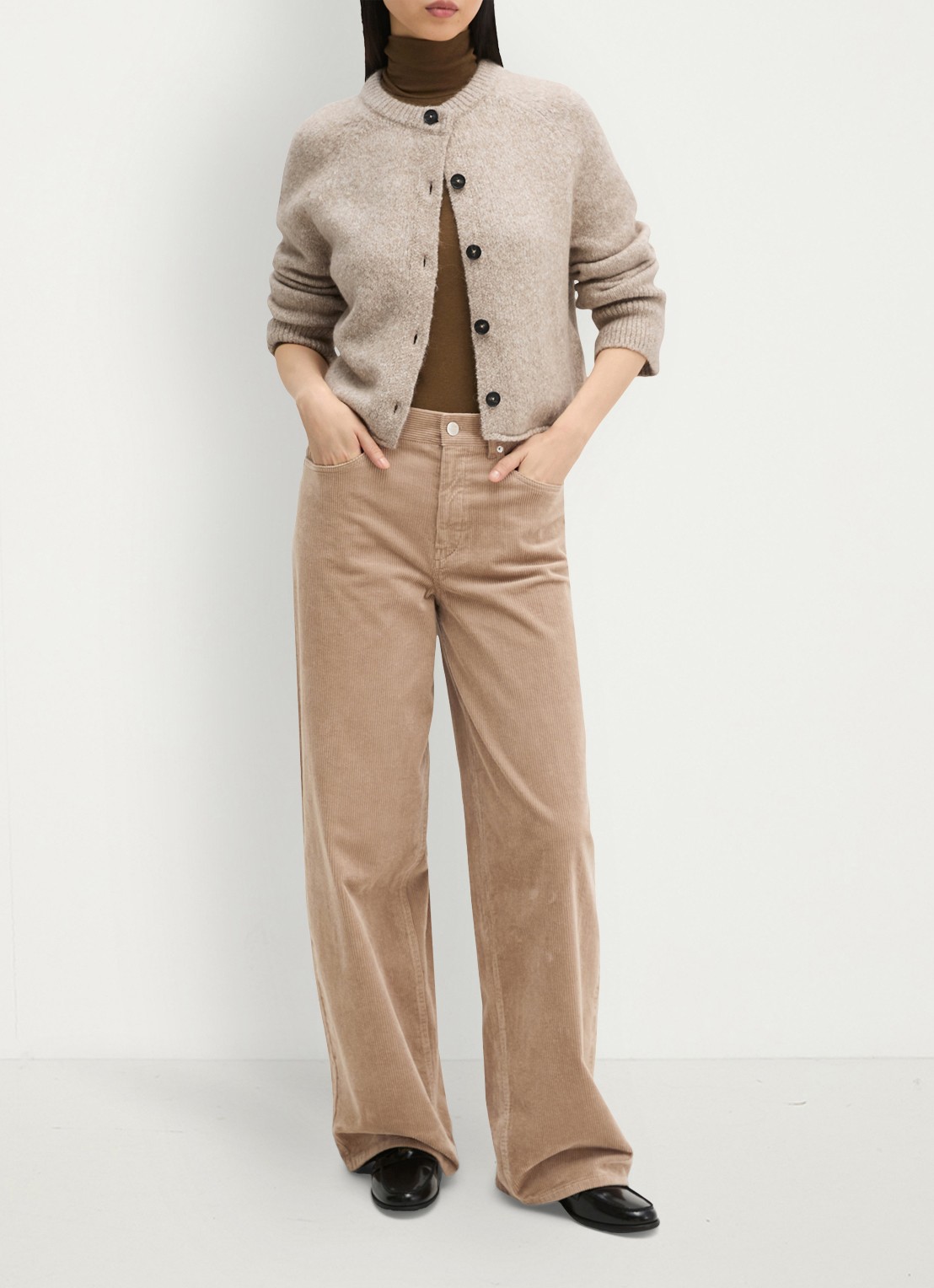 Marc O'Polo Grofgebreid vest in alpaca wolblend - voorkant 4 light brown multi / lichtbruin