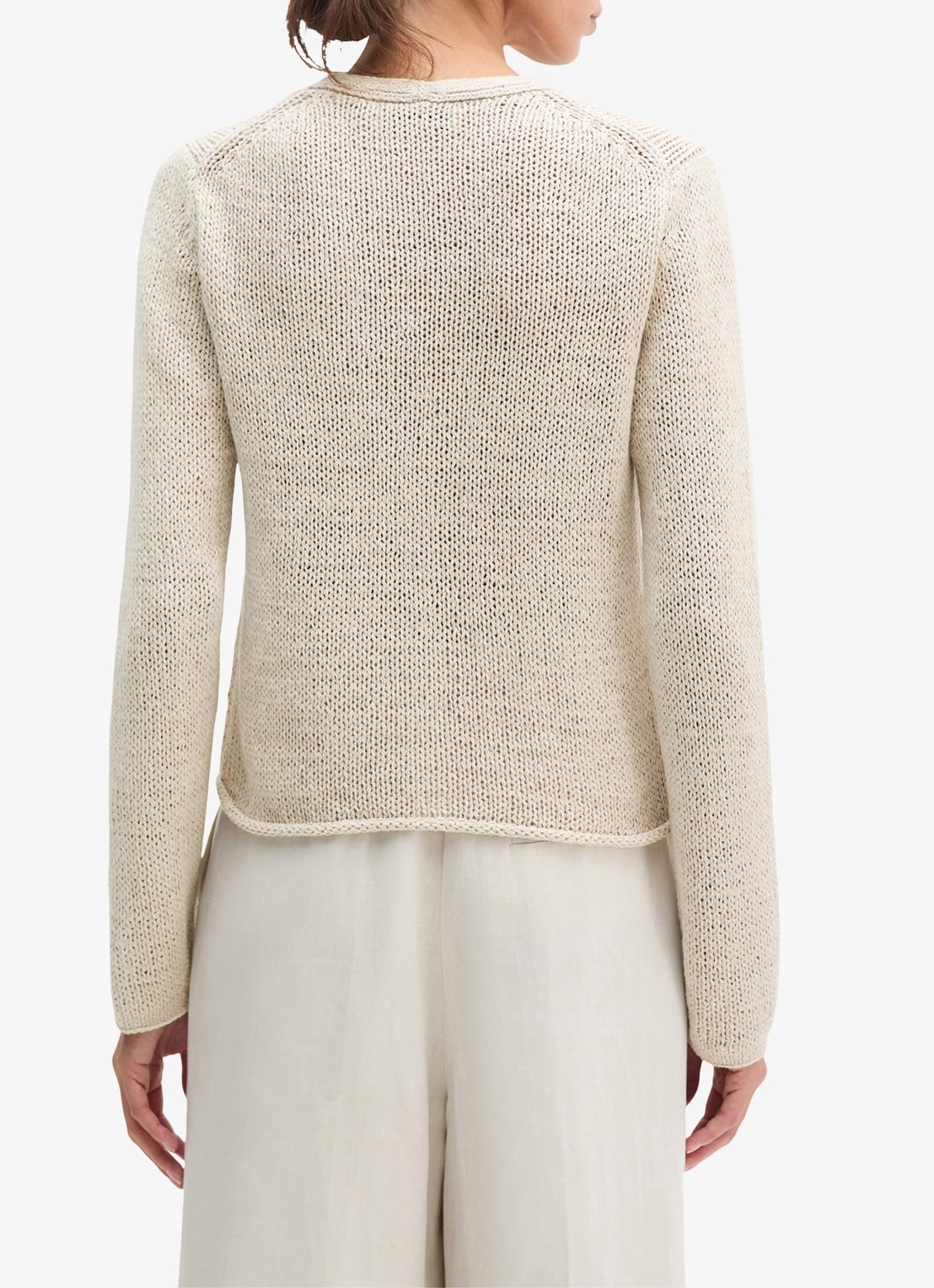 Marc O'Polo Grofgebreid vest in katoenblend - achterkant creme
