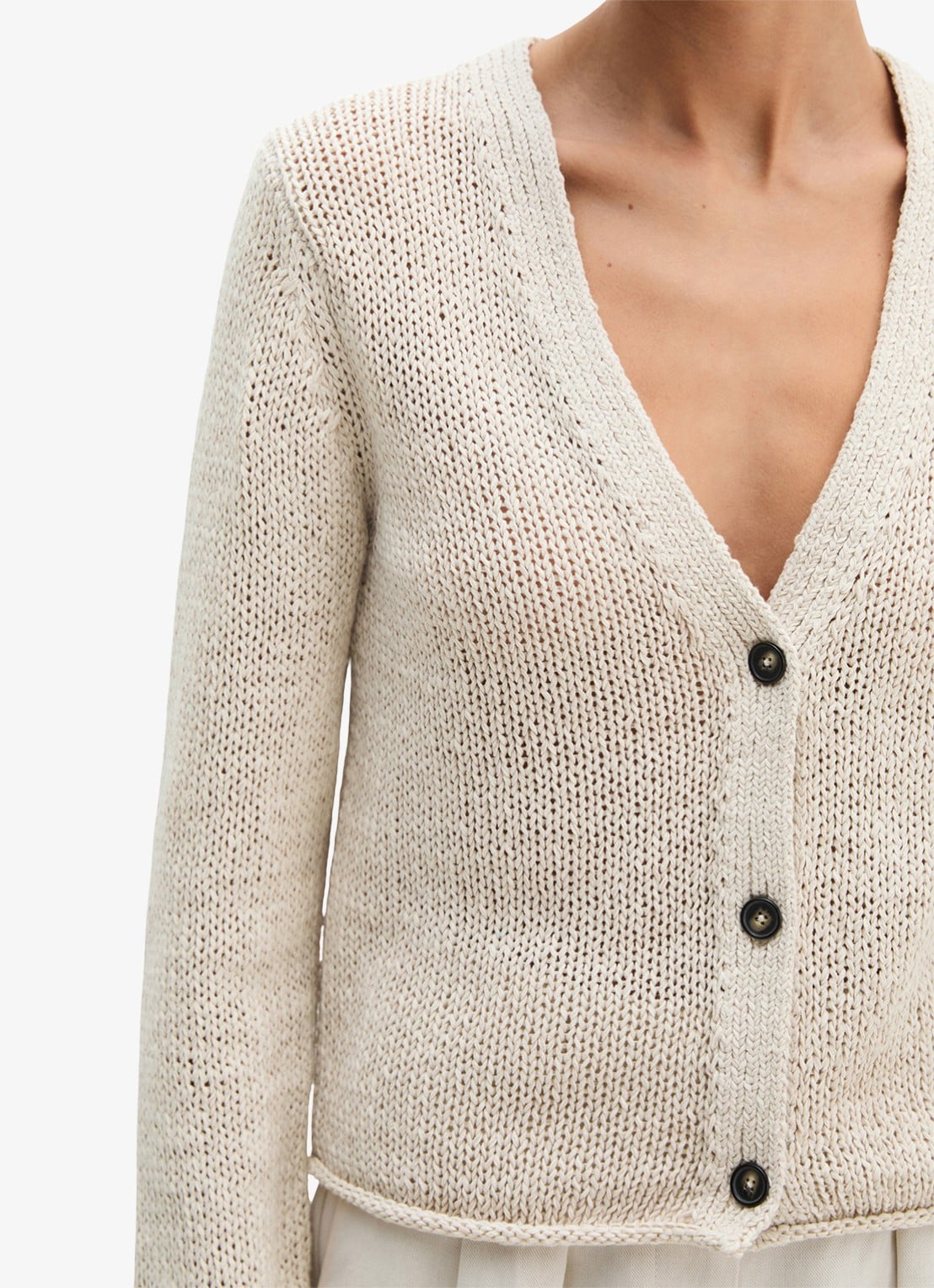 Marc O'Polo Grofgebreid vest in katoenblend - detail 5 creme