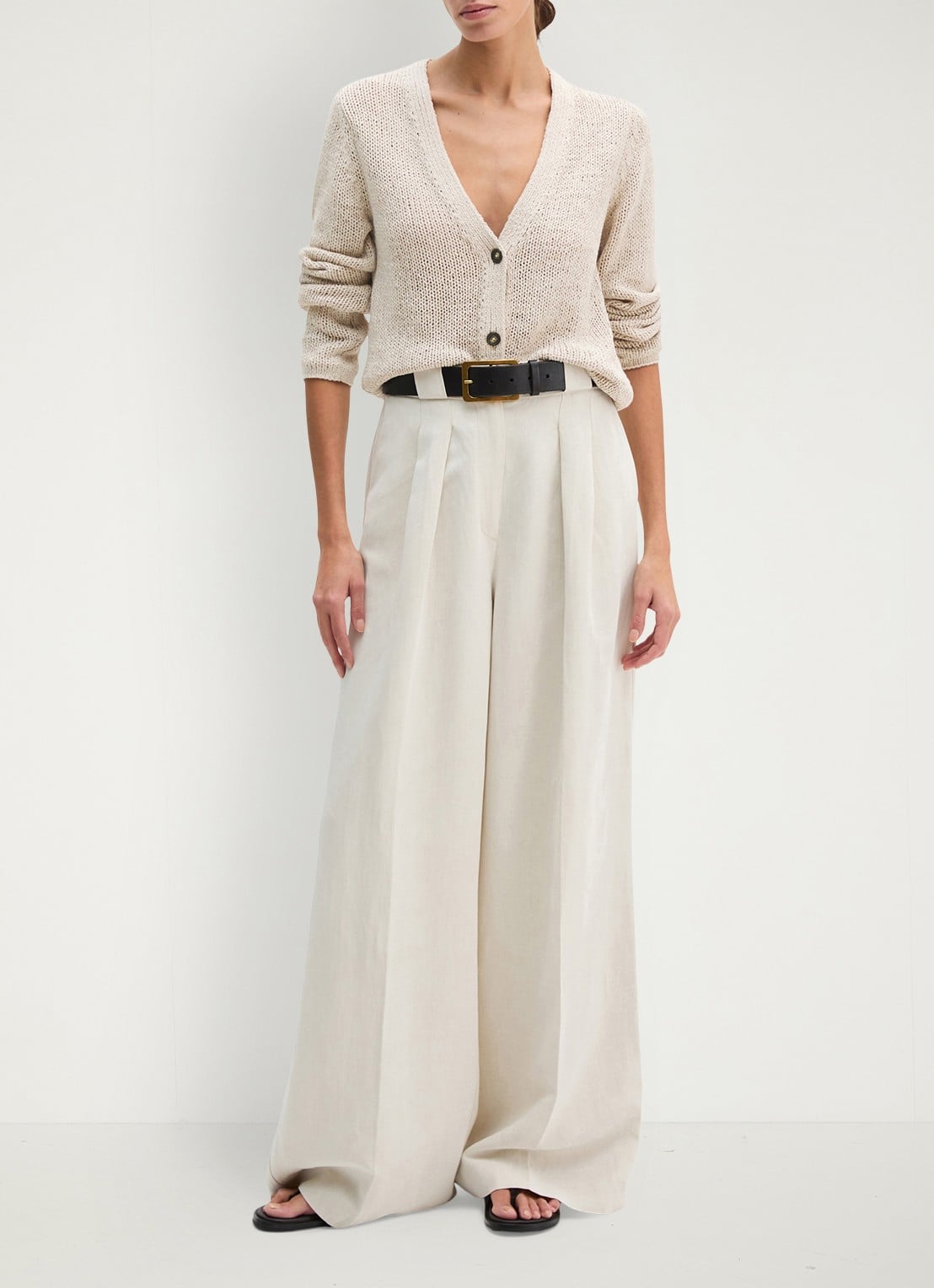 Marc O'Polo Grofgebreid vest in katoenblend - voorkant 3 creme