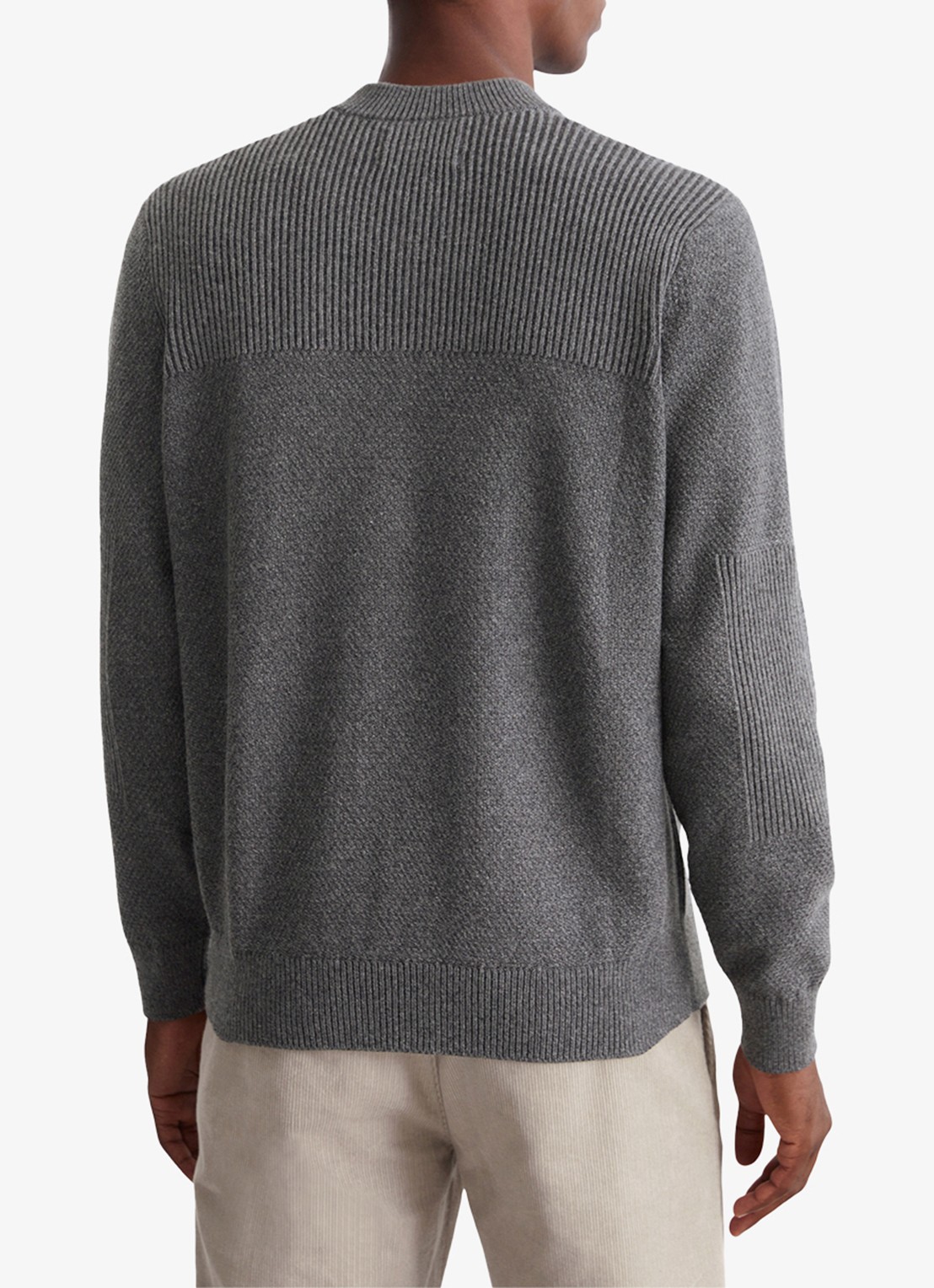 Marc O'Polo Grofgebreid vest in scheerwolblend - achterkant 2 graphite grey melange-969 / grijs