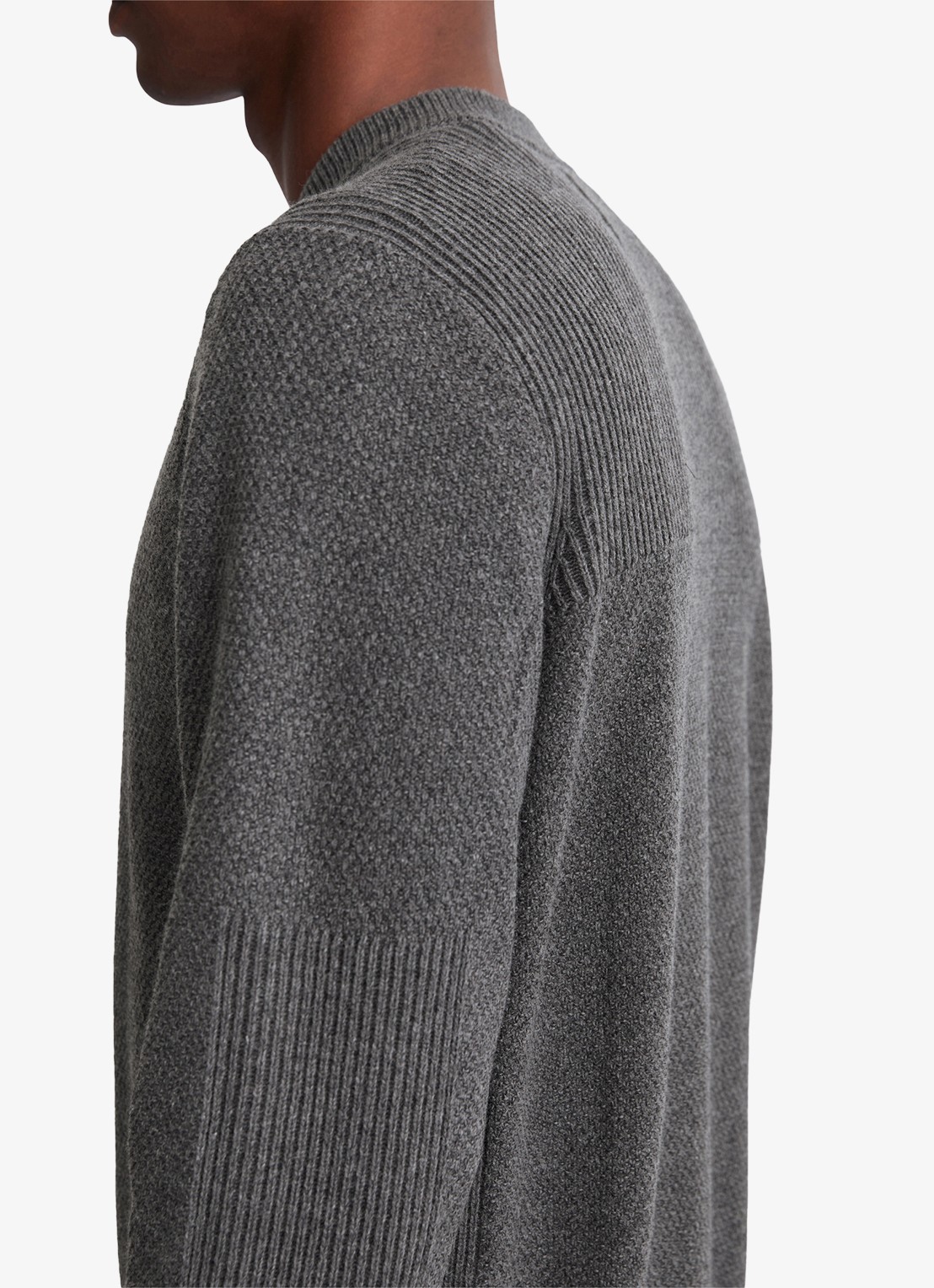 Marc O'Polo Grofgebreid vest in scheerwolblend - detail graphite grey melange-969 / grijs