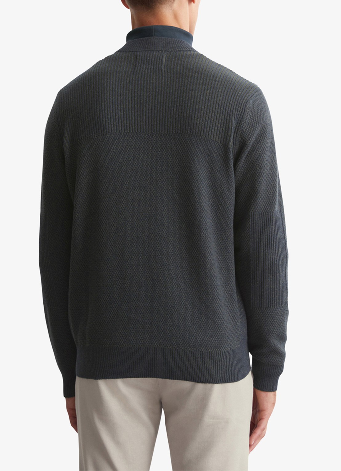 Marc O'Polo Grofgebreid vest in scheerwolblend - achterkant dark navy-898 / blauw