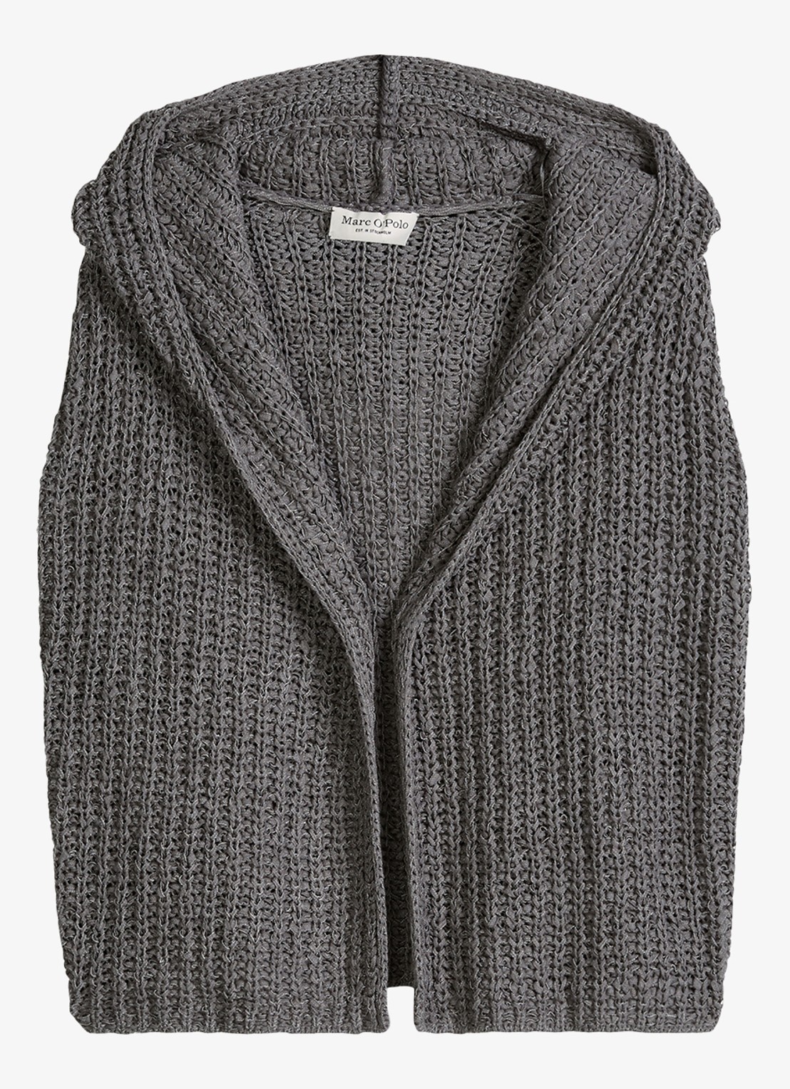 Marc O'Polo Grofgebreid vest met capuchon - voorkant 4 oxide grey-0364 / grijs