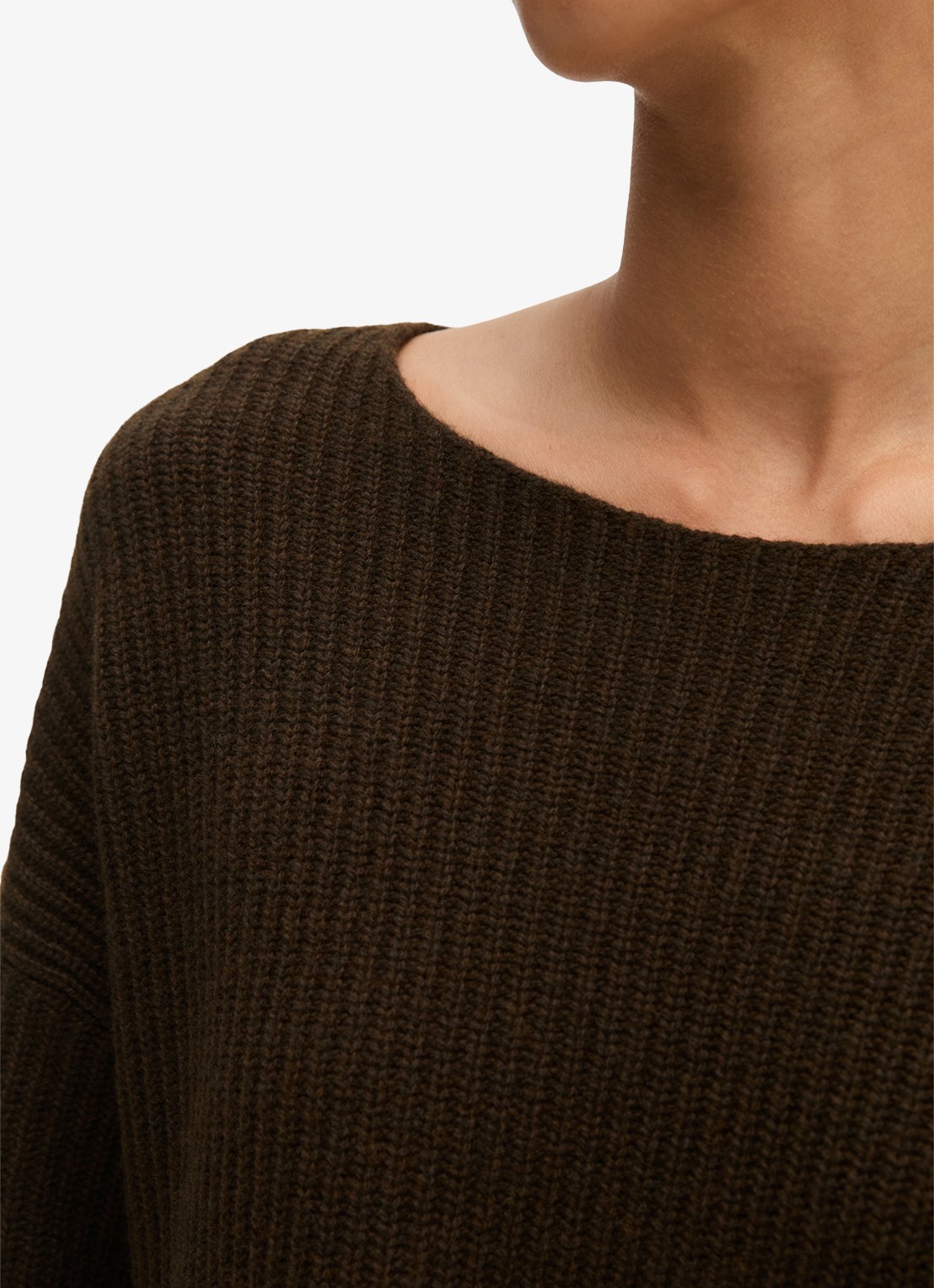 Marc O'Polo Grofgebreide pullover in wolblend - detail 4 burnt coffee / bruin