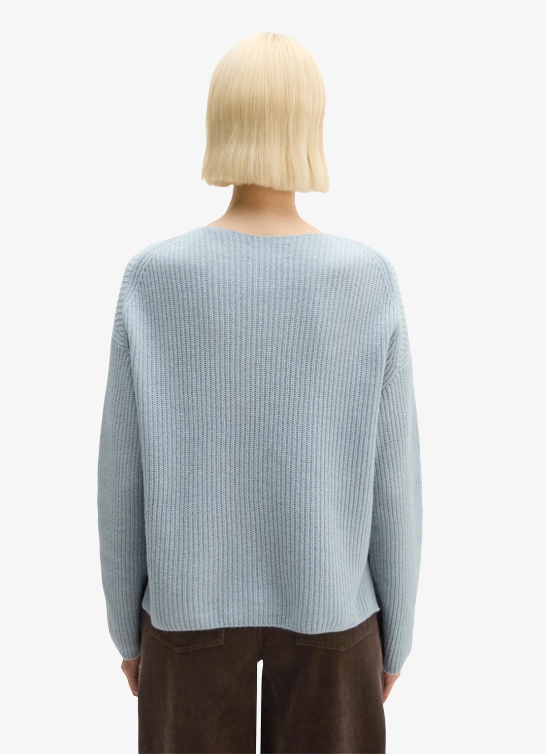 Marc O'Polo Grofgebreide pullover in wolblend - achterkant 5 glacial blue / blauw