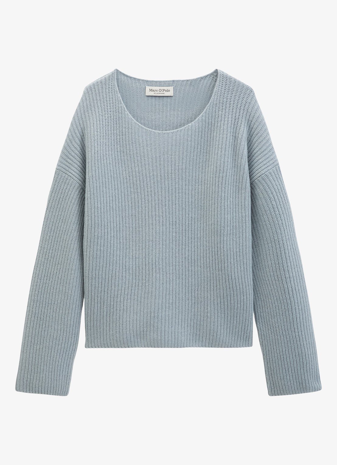 Marc O'Polo Grofgebreide pullover in wolblend - voorkant 3 glacial blue / blauw