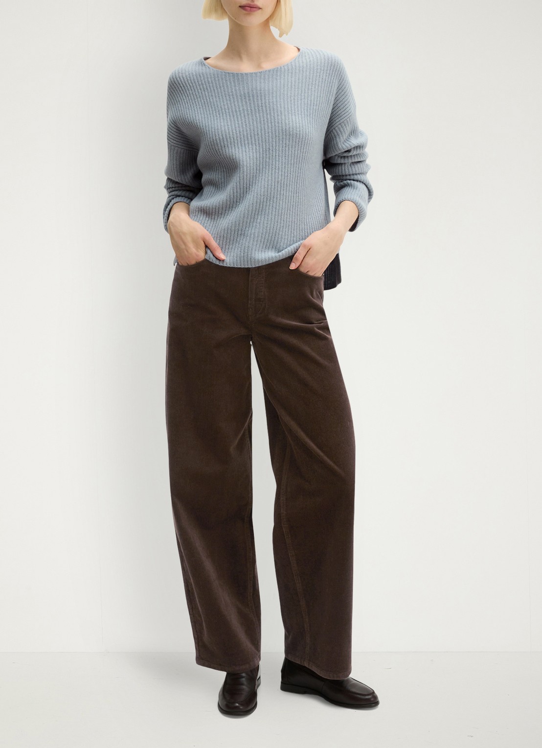 Marc O'Polo Grofgebreide pullover in wolblend - voorkant 4 glacial blue / blauw